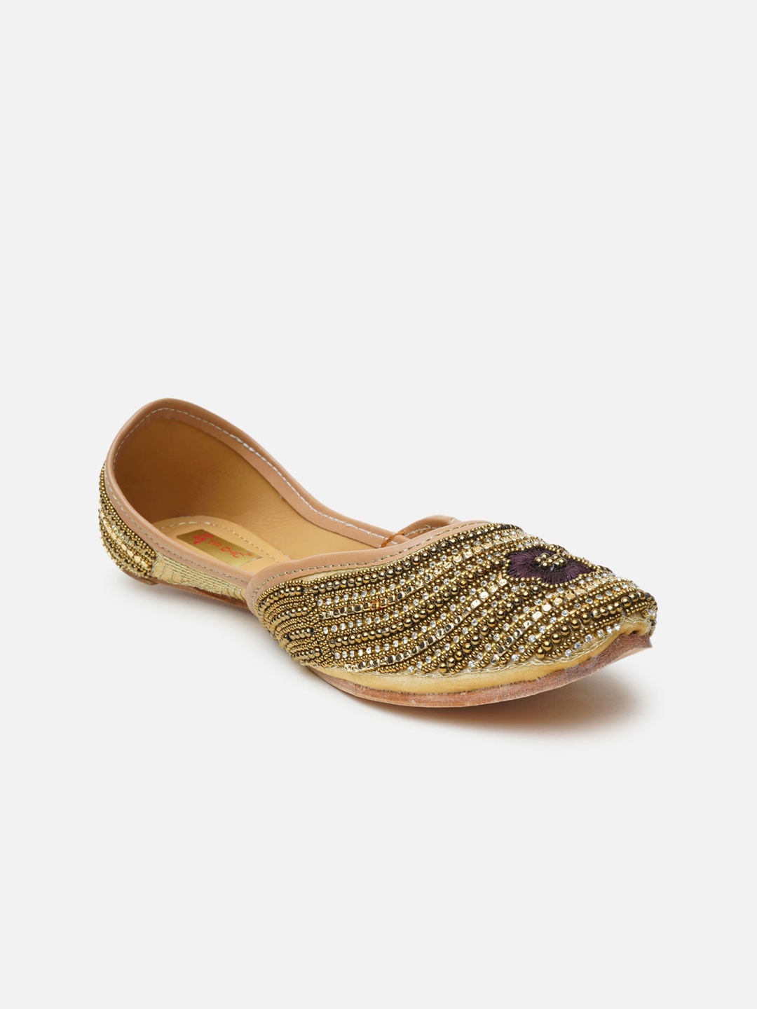 

Ta Chic Women Gold-Toned Embellished Ethnic Mojaris Flats