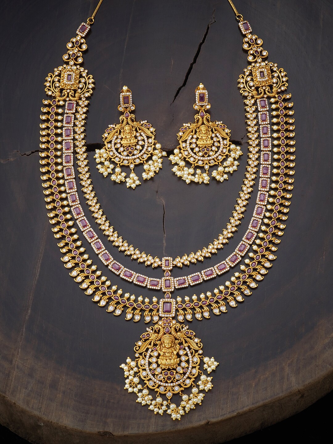 

Kushal's Fashion Jewellery Red Copper Gold-Plated Jewellery Set