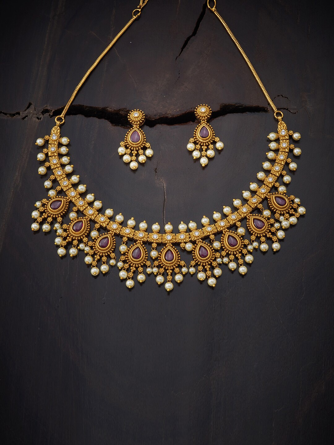 

Kushal's Fashion Jewellery Red Copper Gold-Plated Jewellery Sets