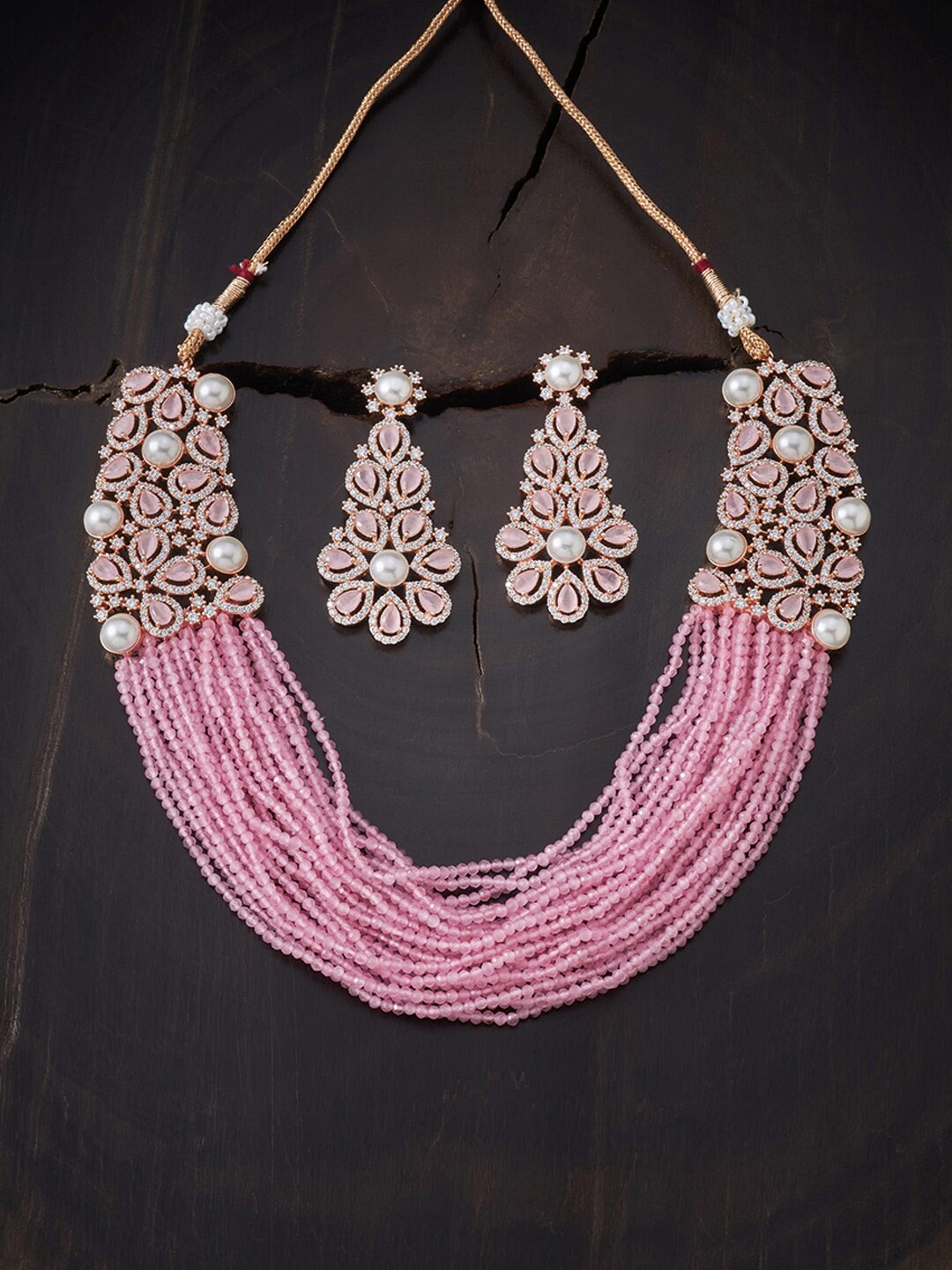 

Kushal's Fashion Jewellery Pink Copper Rose Gold-Plated Jewellery Set