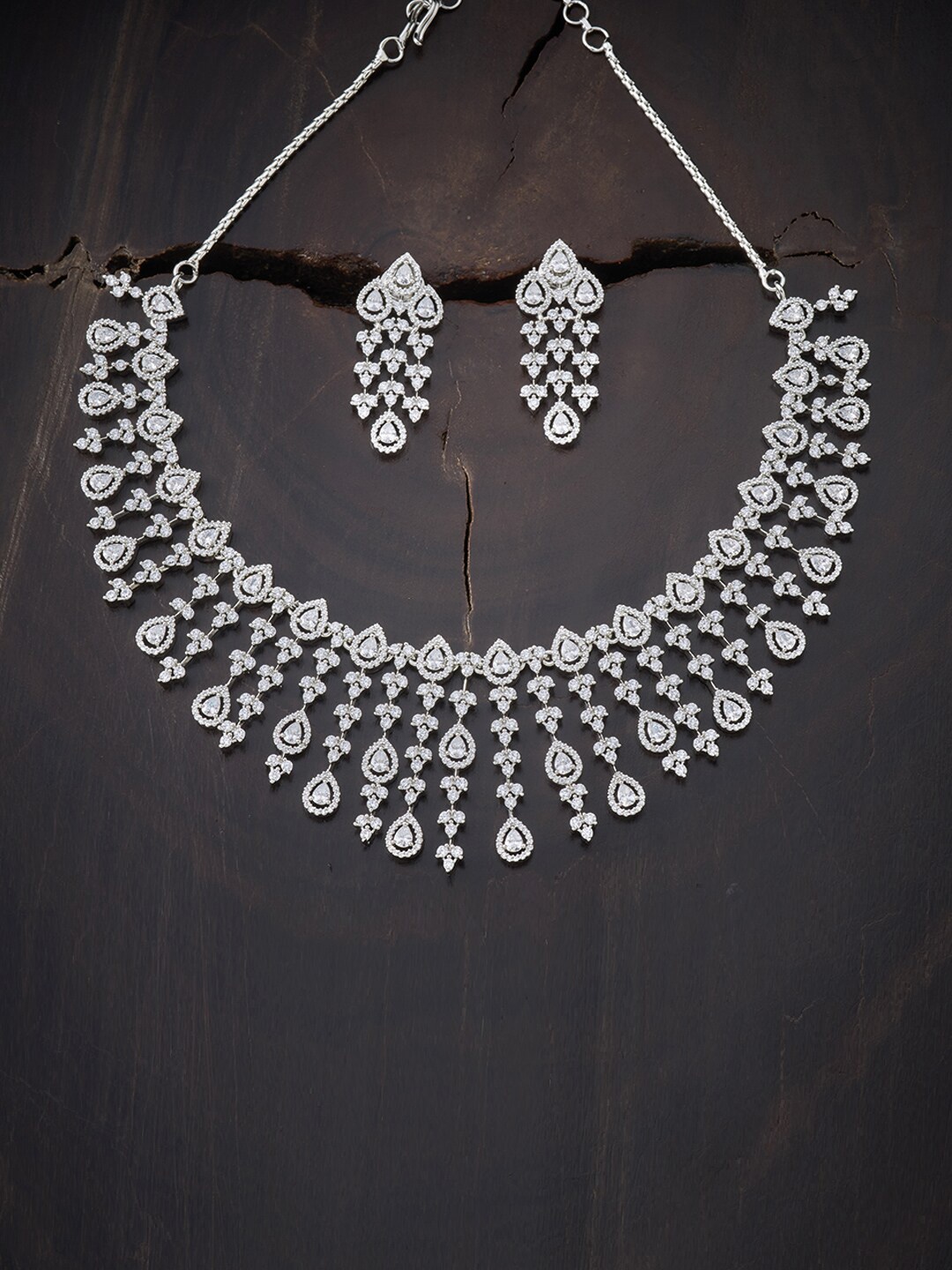 

Kushal's Fashion Jewellery White Copper Rhodium-Plated Jewellery Set