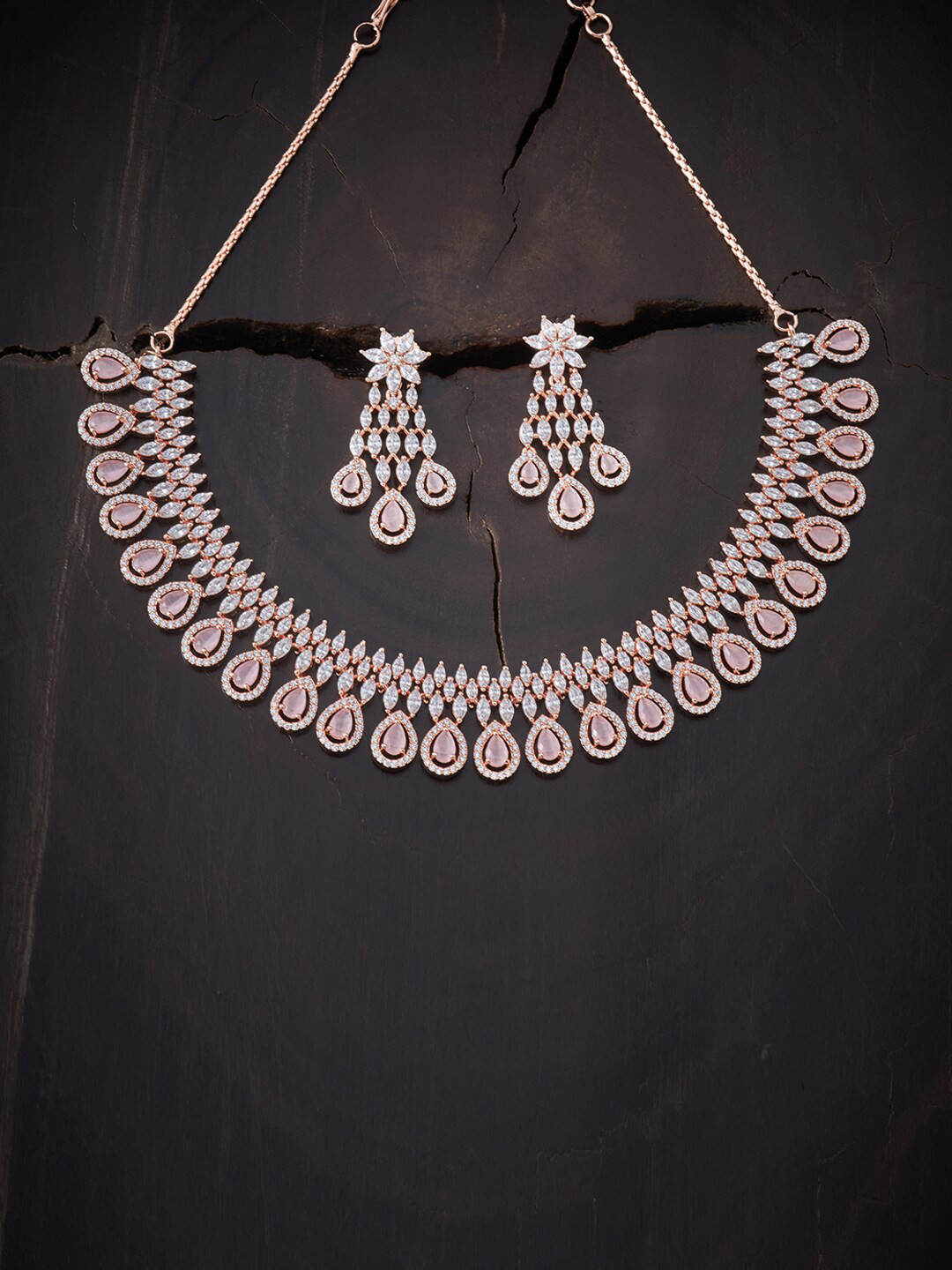 

Kushal's Fashion Jewellery Pink Copper Rose Gold-Plated Jewellery Set