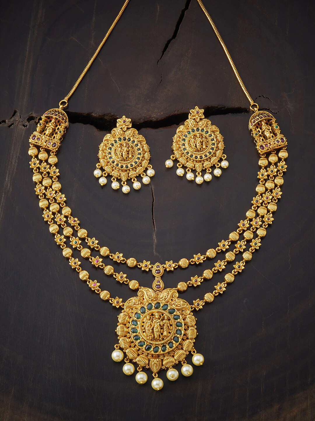 

Kushal's Fashion Jewellery Gold and Red Copper Gold-Plated Jewellery Set