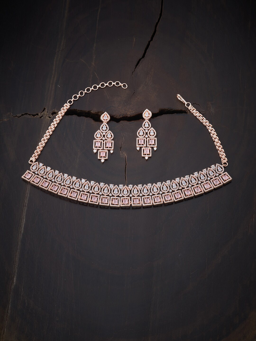 

Kushal's Fashion Jewellery Pink Copper Rose Gold-Plated Jewellery Set