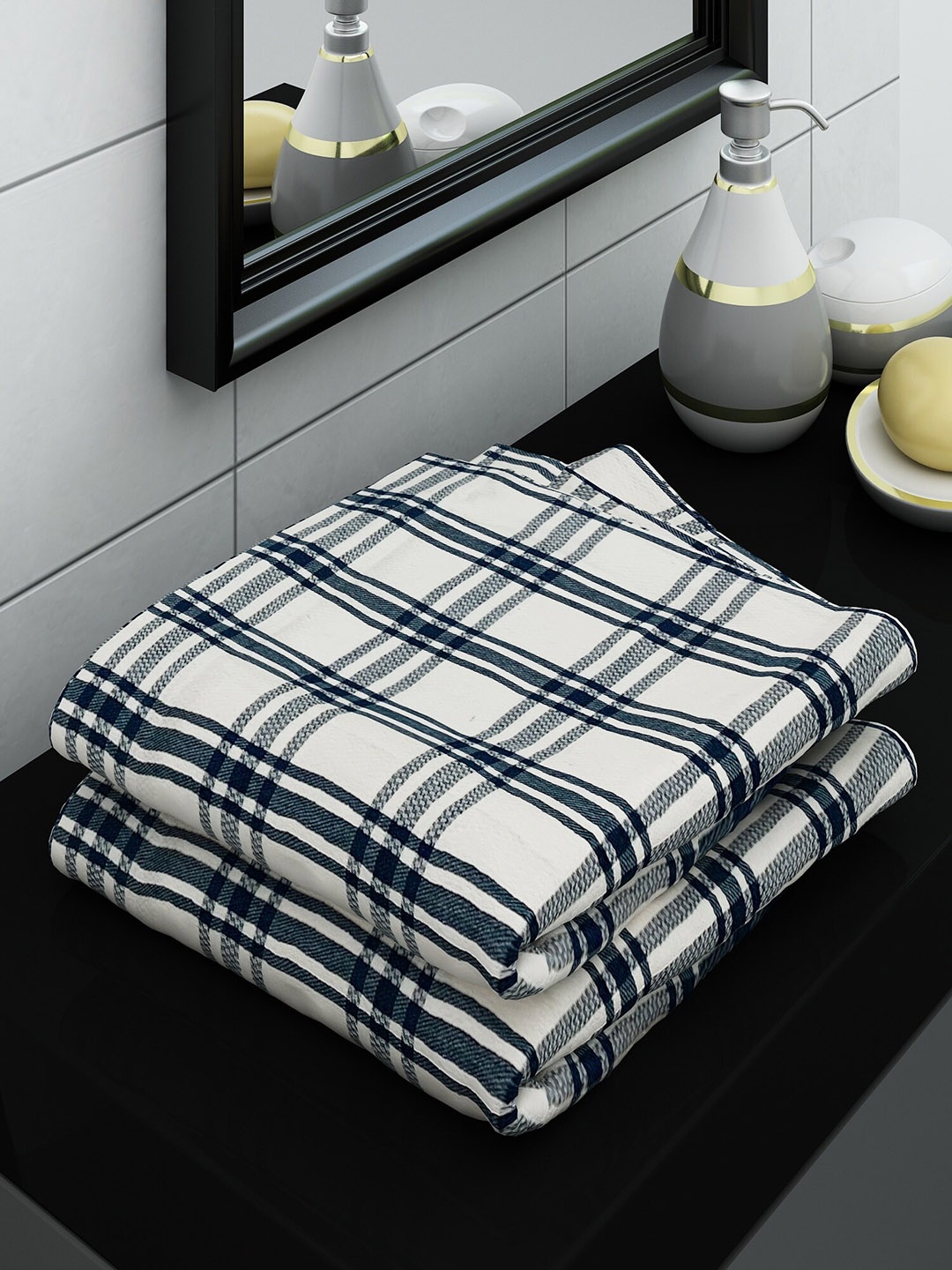 Athom Trendz White Pack of 2 Cotton 210 GSM Eco Saviour Bath Towels