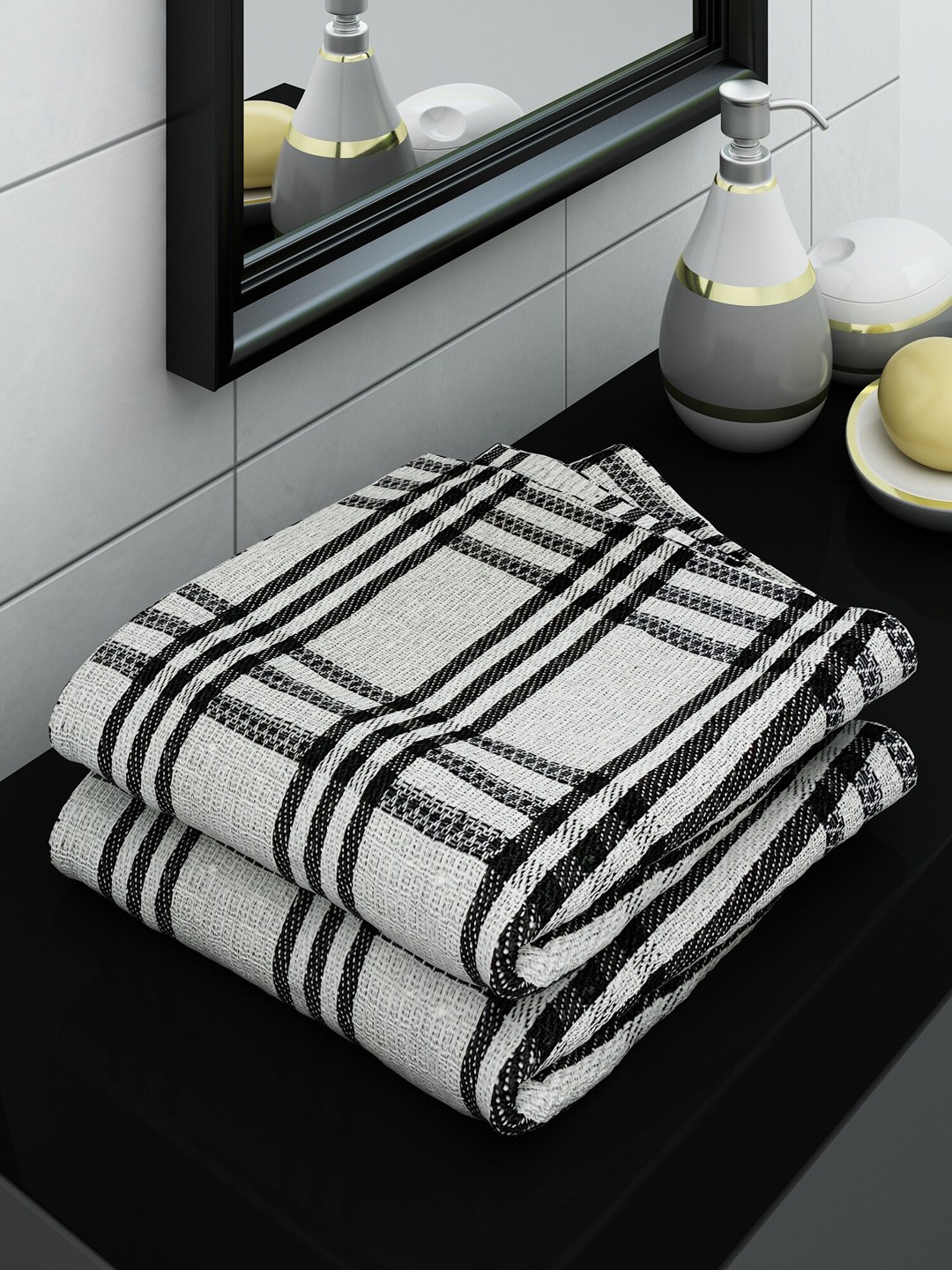 

Athom Trendz Grey Set of 2 Cotton 210 GSM Eco Saviour Bath Towels