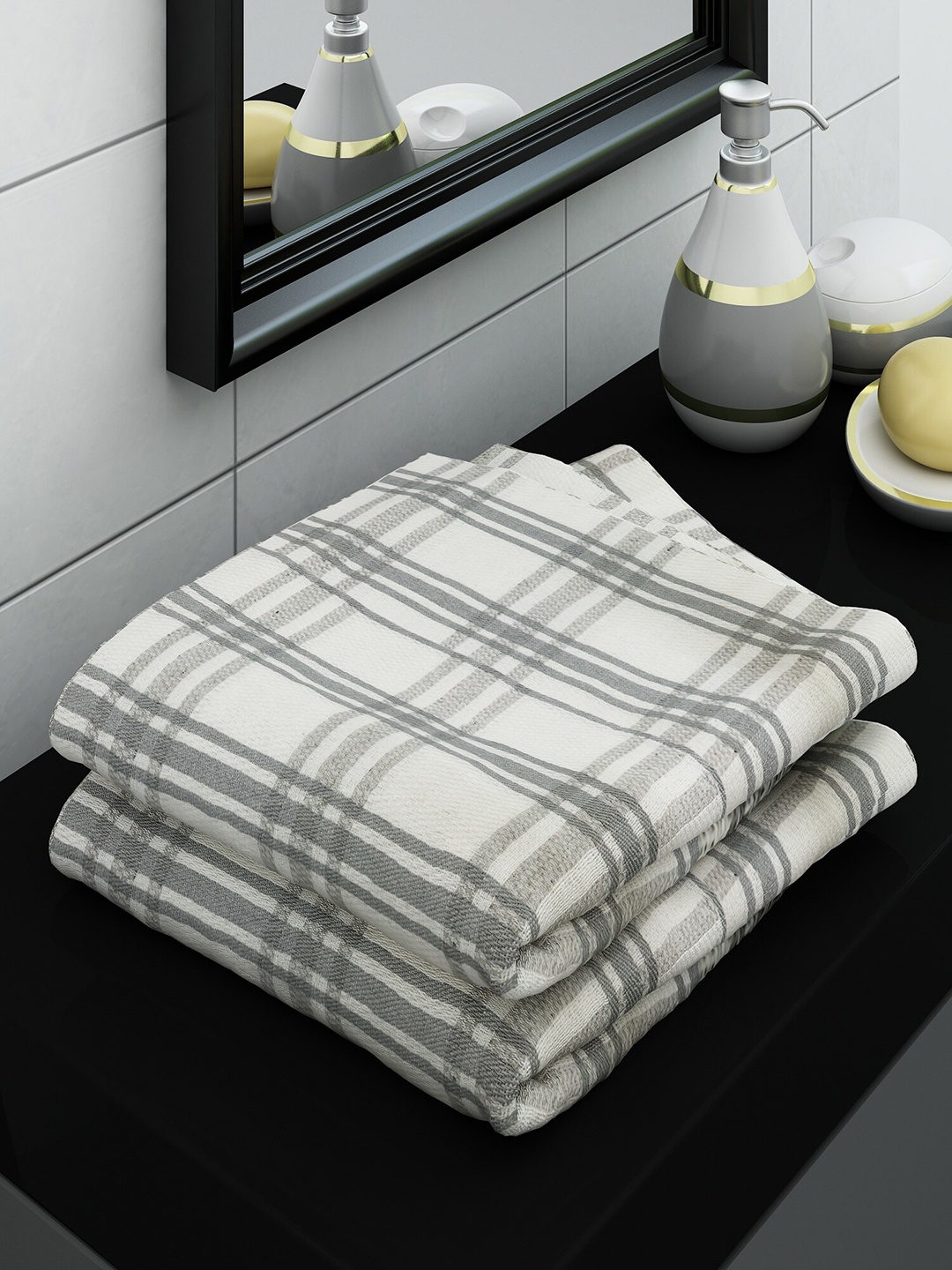 

Athom Trendz Pack of 2 Grey Cotton Bath Towel