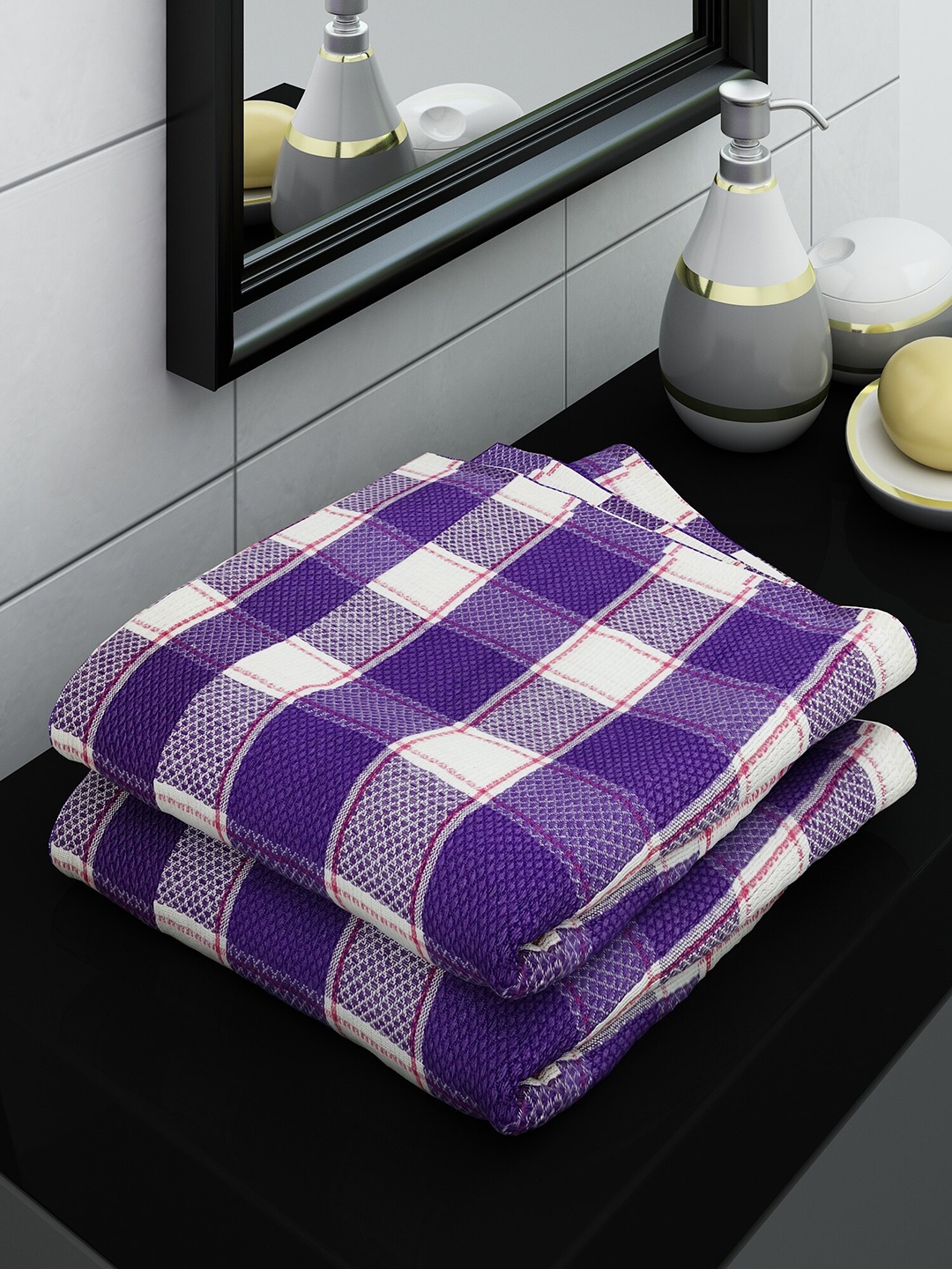 

Athom Trendz Set of 2 Purple Cotton Bath Towel