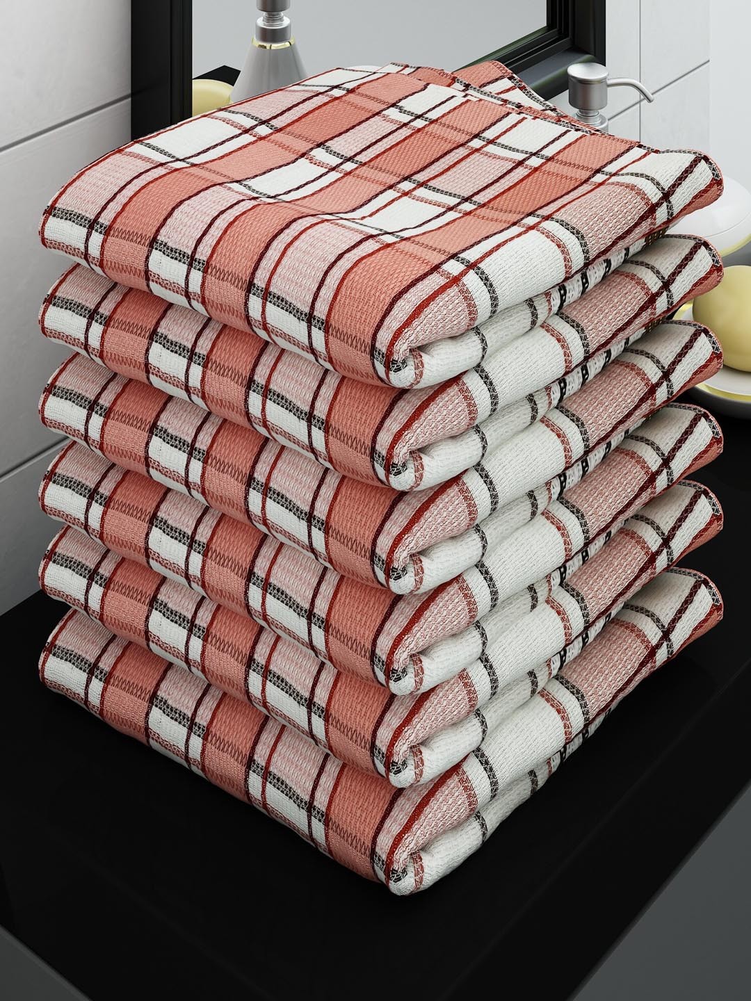 

Athom Trendz Set of 6 Red Cotton Bath Towel