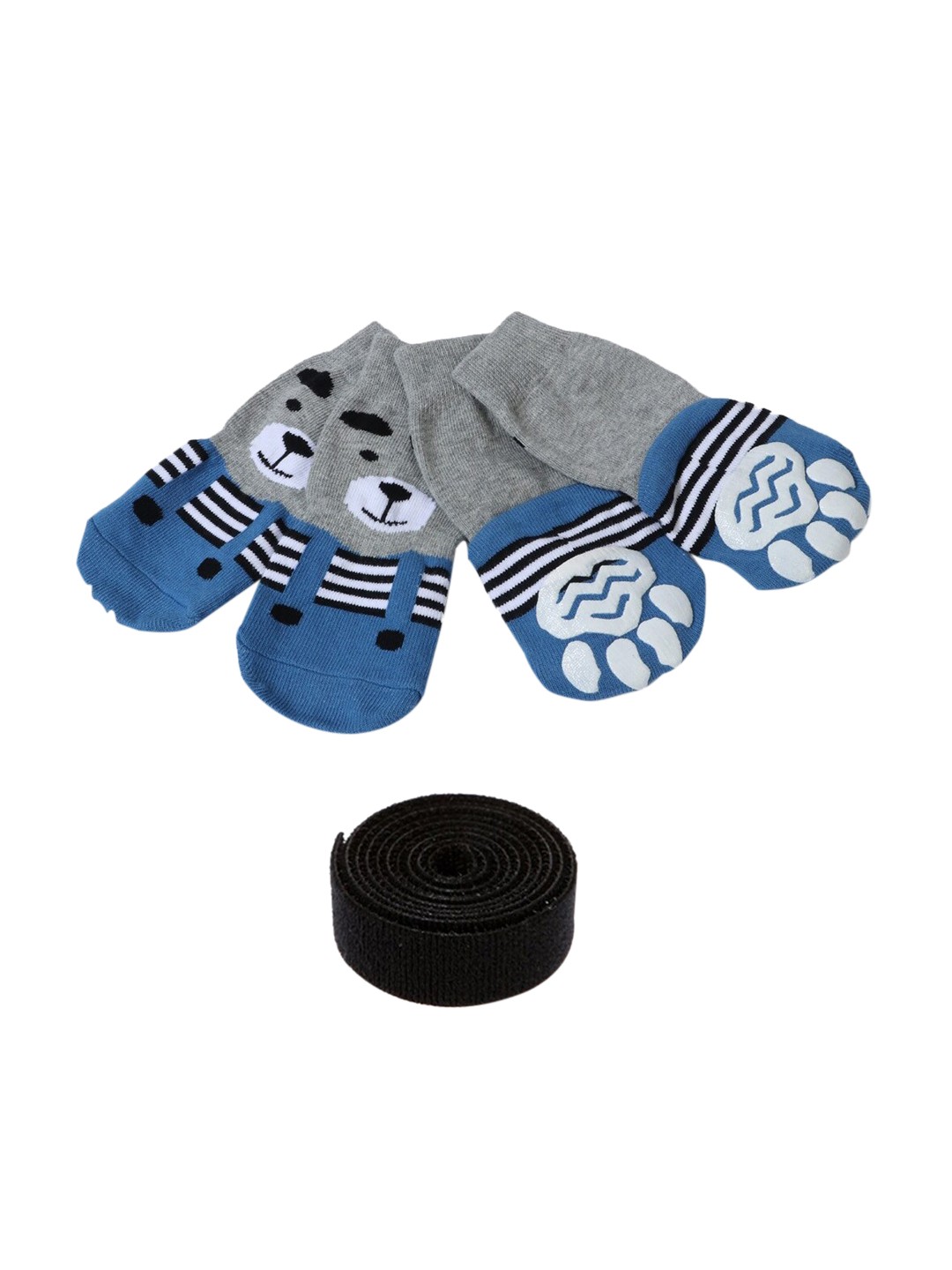 

PAWCHIE Grey & Blue Cotton Anti-Slip Pet Socks