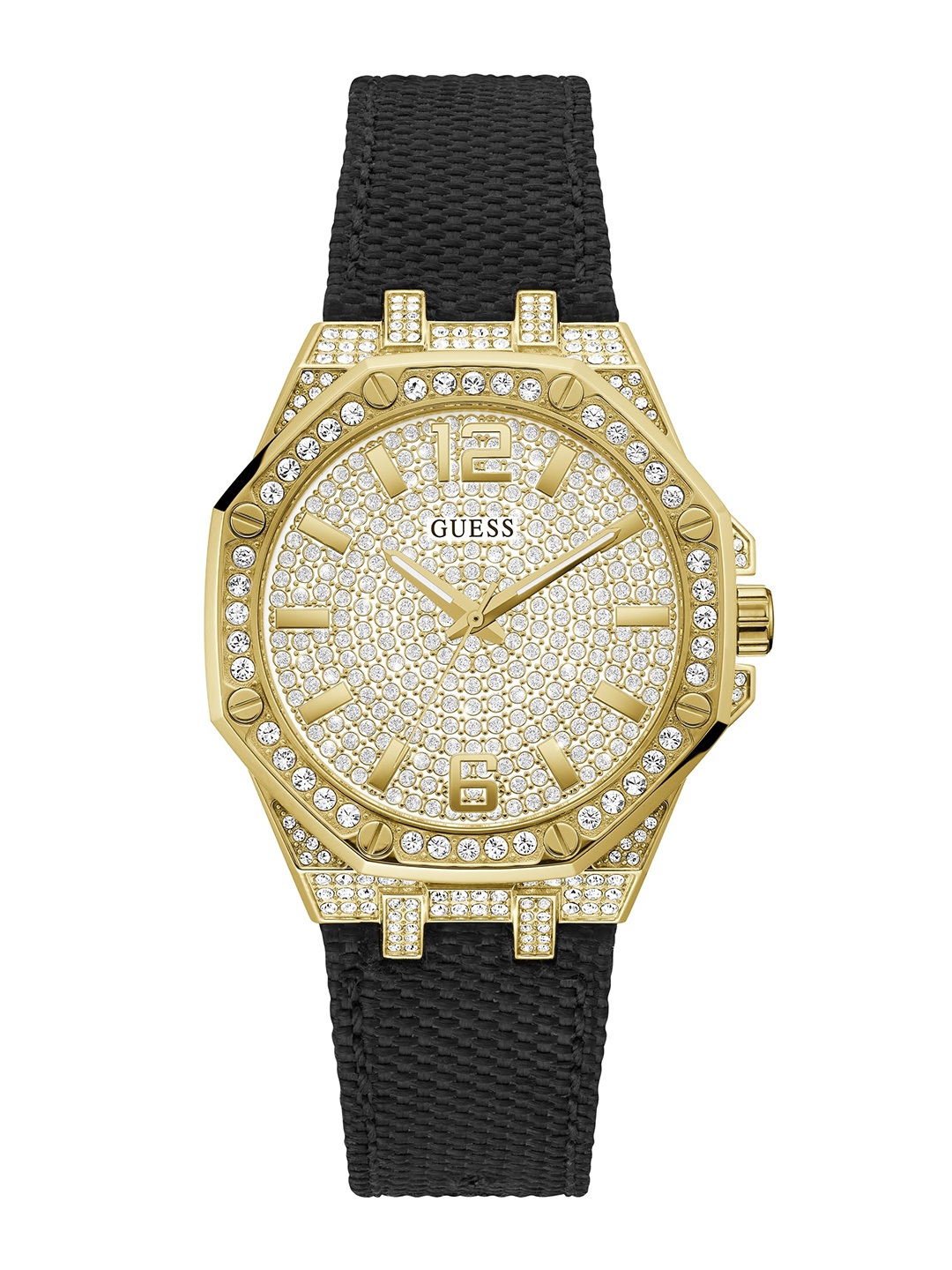 

GUESS Women Shimmer Embellished Analogue Watch GW0408L2, Gold