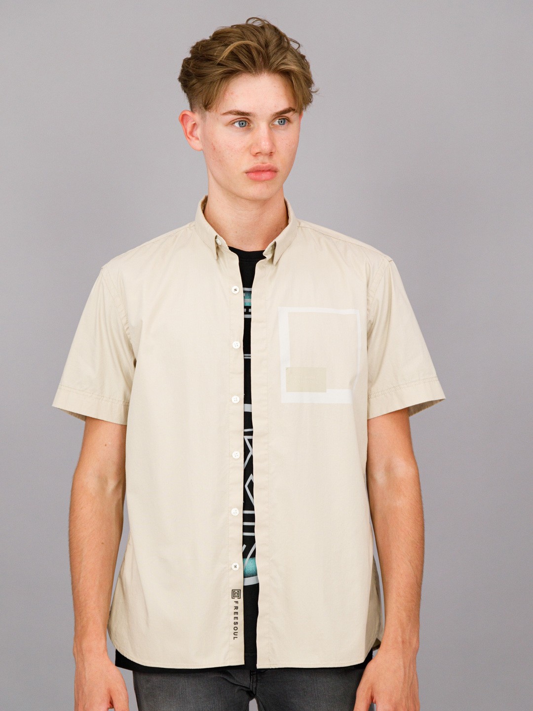 

FREESOUL Men Grey Printed Casual Shirt