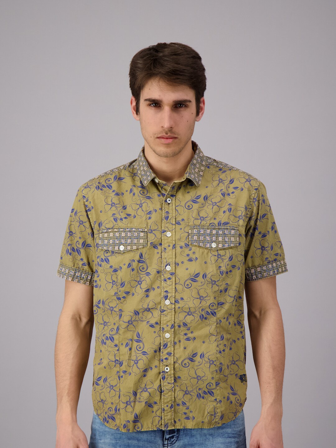 

FREESOUL Men Brown Printed 100%Cotton Casual Shirt