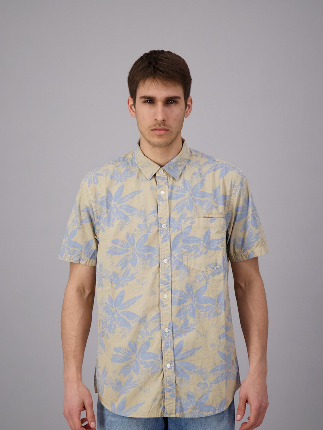 

FREESOUL Men Beige Printed Cotton Casual Shirt