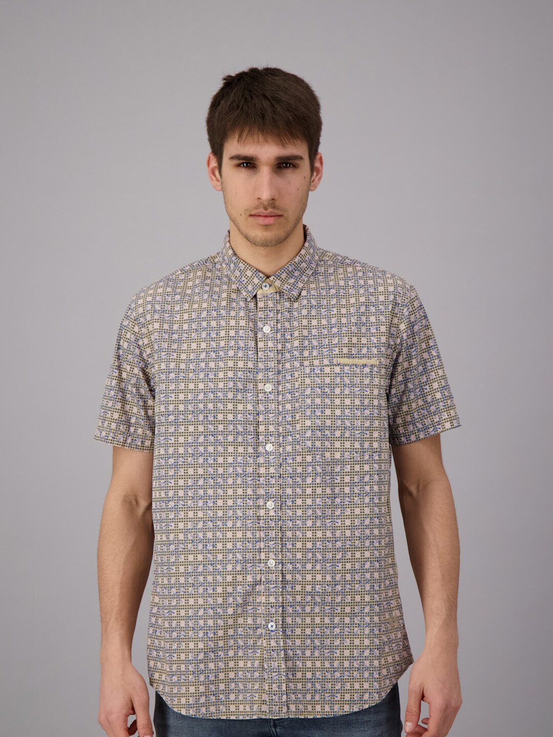 

FREESOUL Men Beige Printed Pure Cotton Casual Shirt