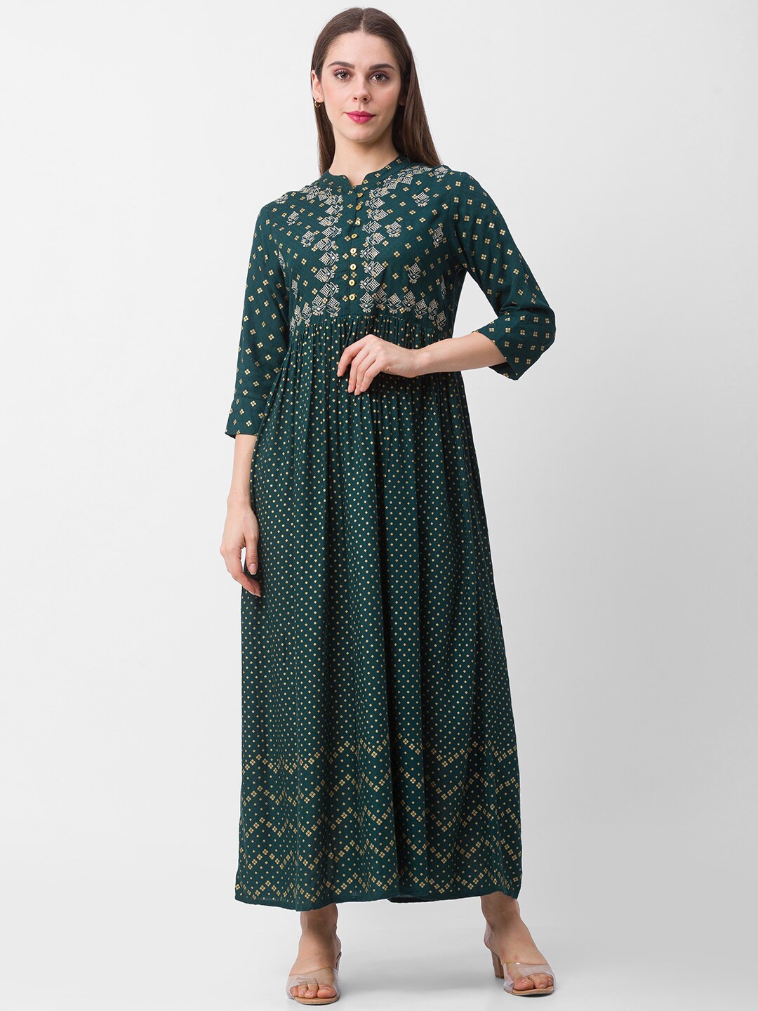 

Globus Green Ethnic Motifs Ethnic Maxi Dress