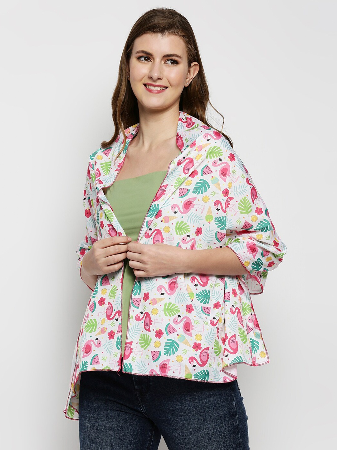 

Dupatta Bazaar Women White & Pink Printed Scarf