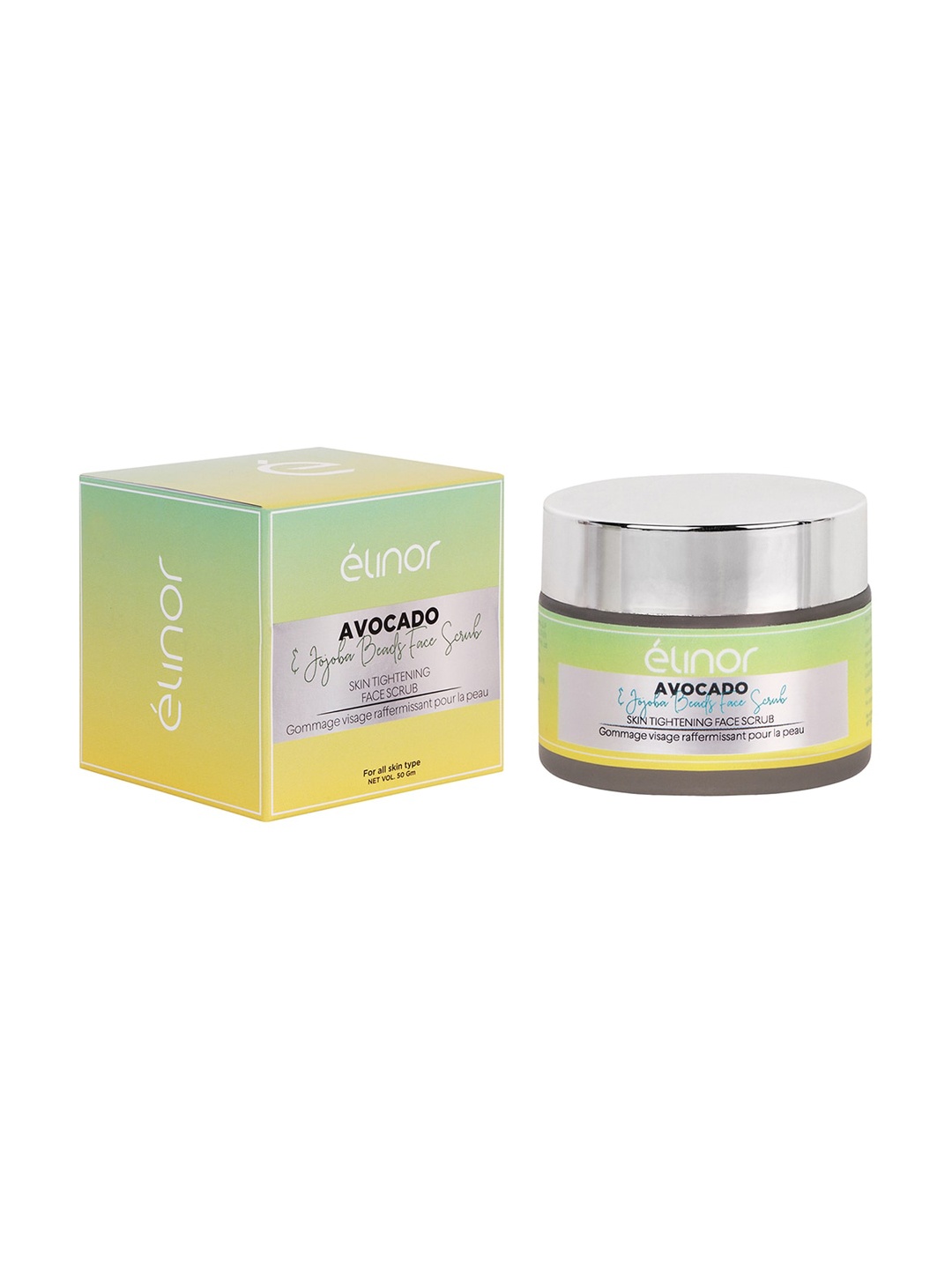 

Elinor Avocado & Jojoba Beads Skin Tightening Face Scrub - 50 g, Yellow
