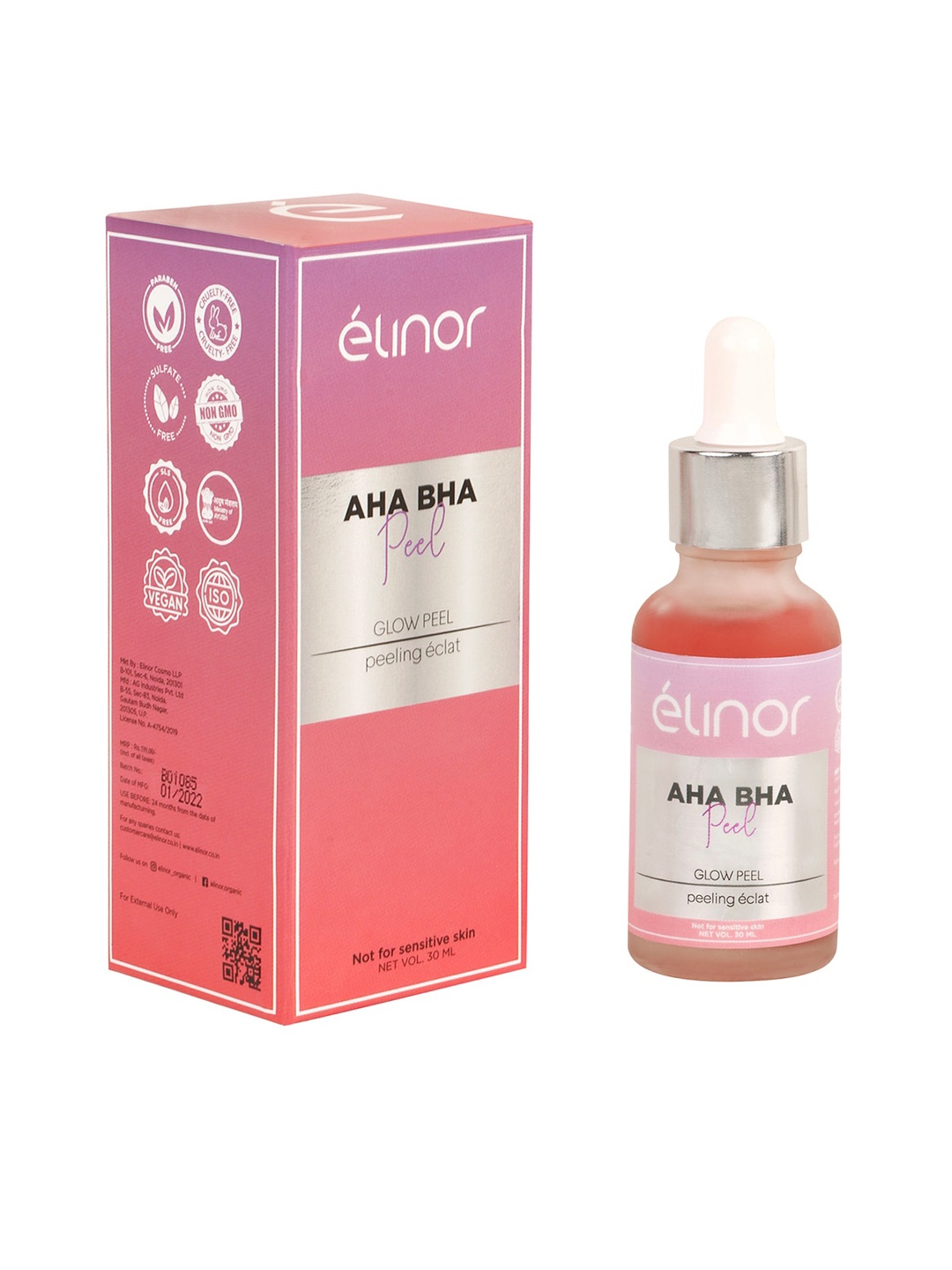 

Elinor AHA BHA Glow Peel Face Serum - 30 ml, Pink