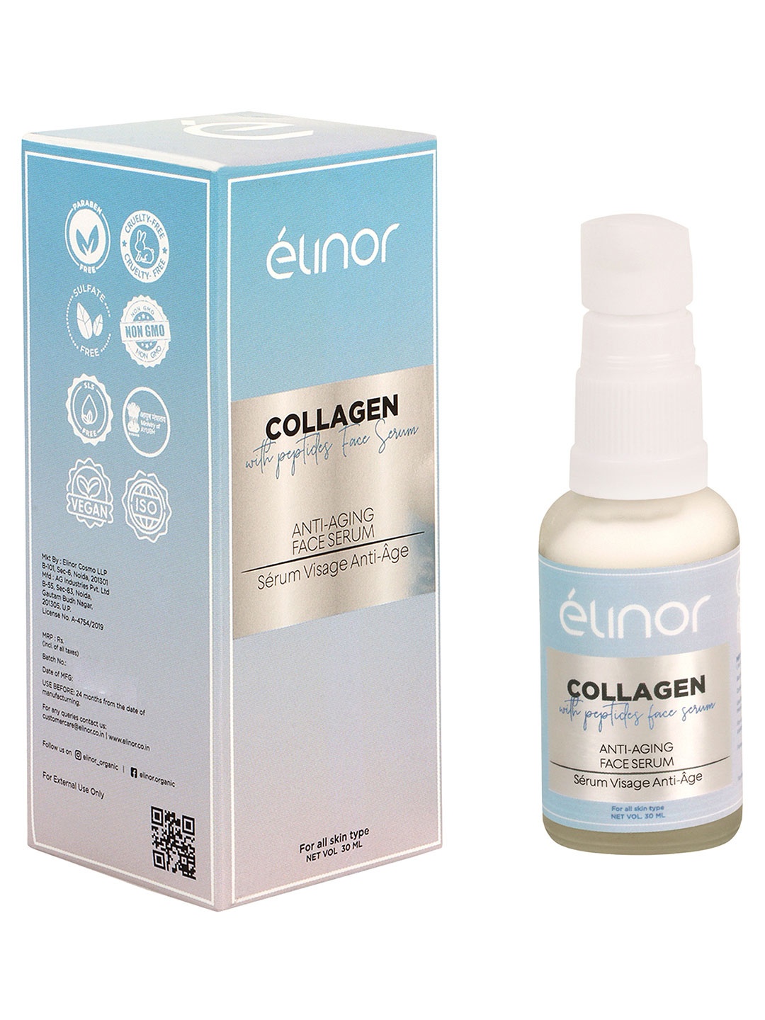 

Elinor Collagen with Peptides Anti-Aging Face Serum for Fine Lines & Wrinkles - 30ml, White