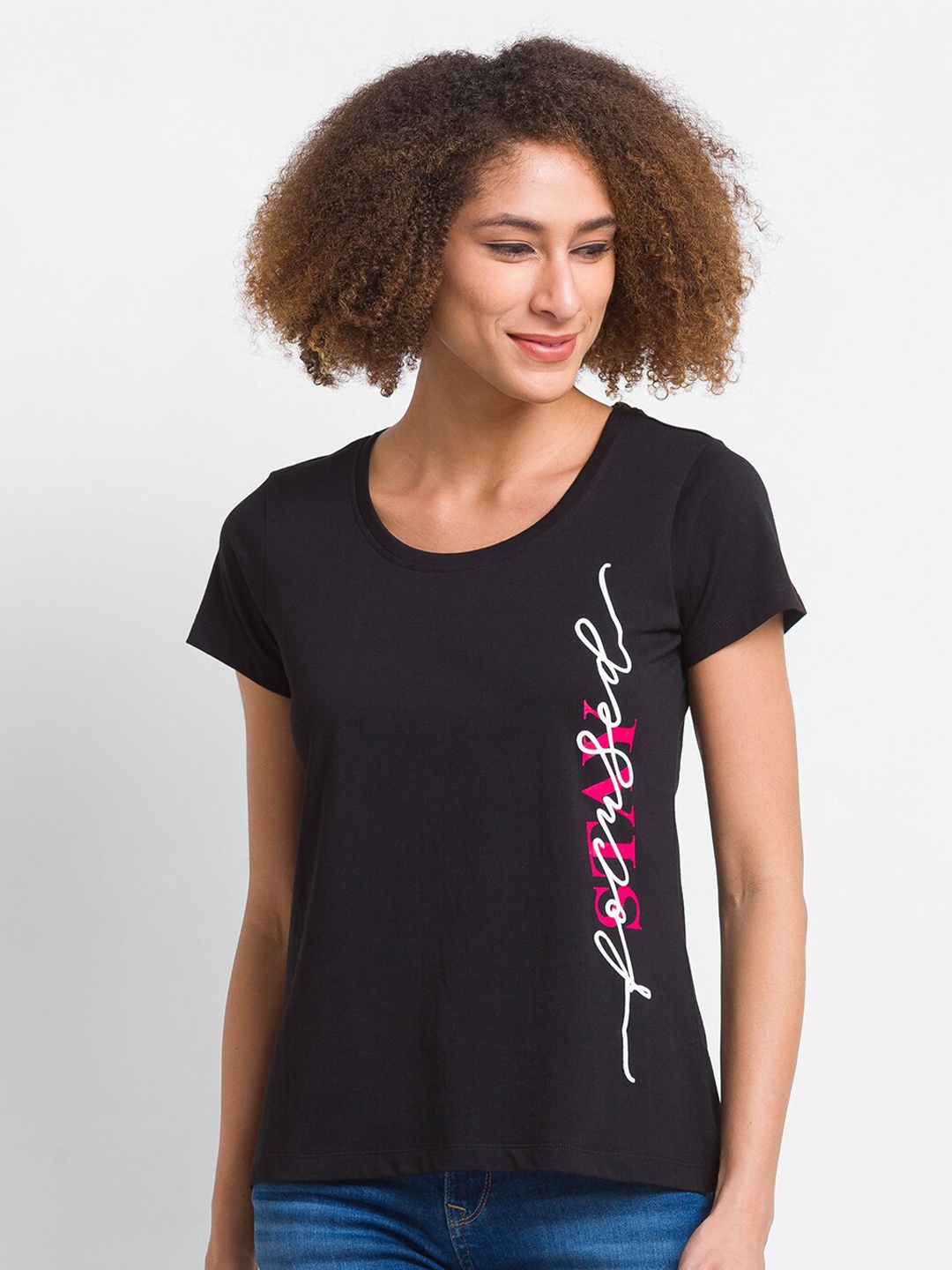 

Globus Women Black Printed T-shirt