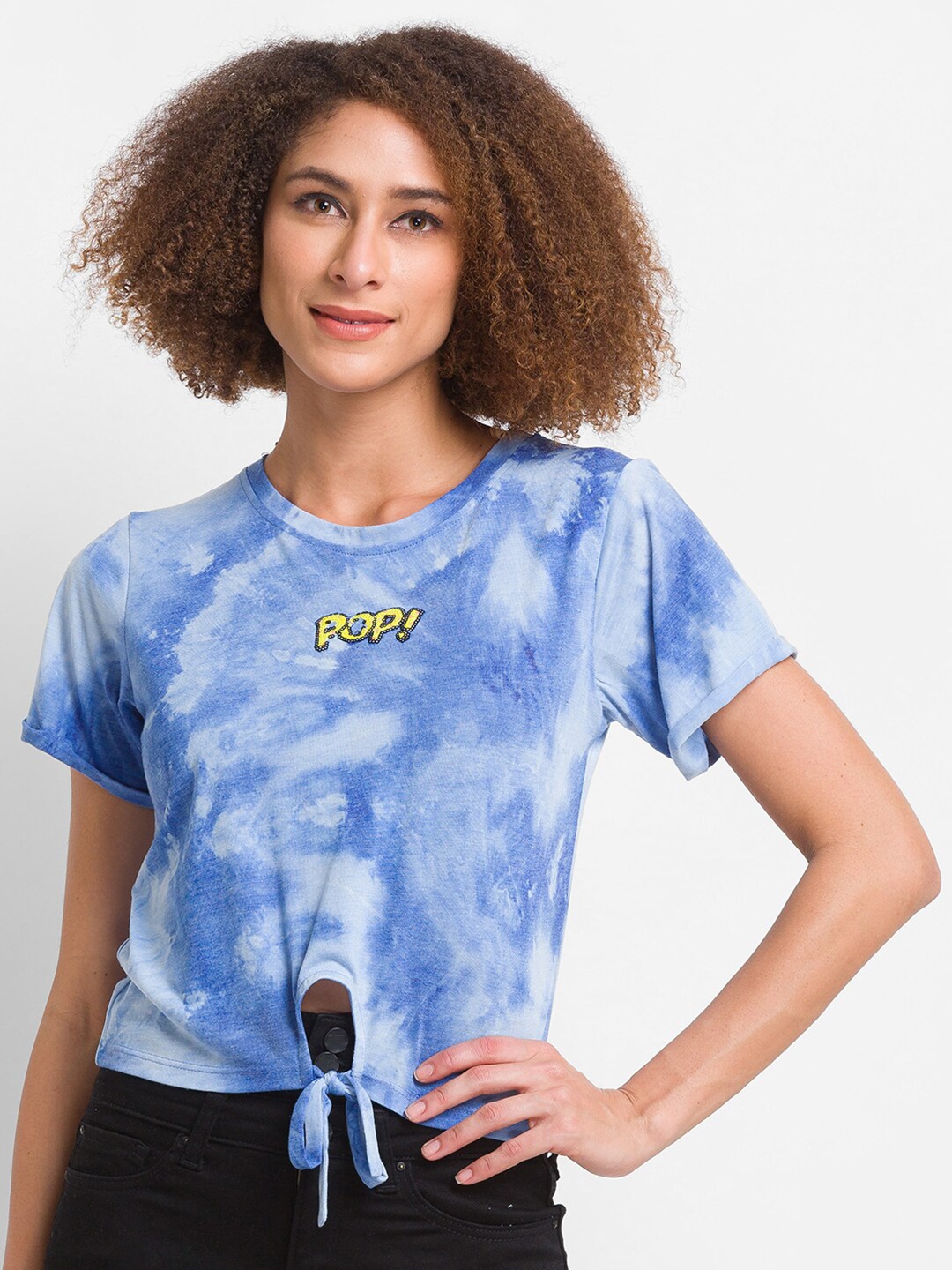 

Globus Women Blue & White Tie and Dye T-shirt