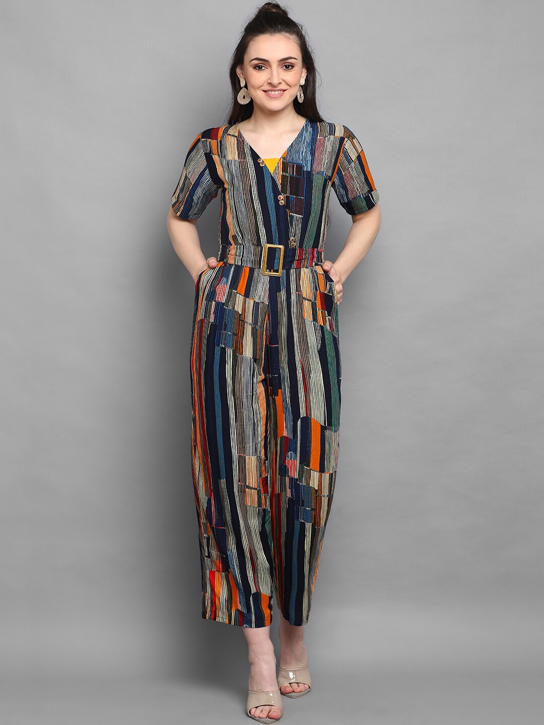 

J Turritopsis Blue & Orange Foil Printed Basic Jumpsuit