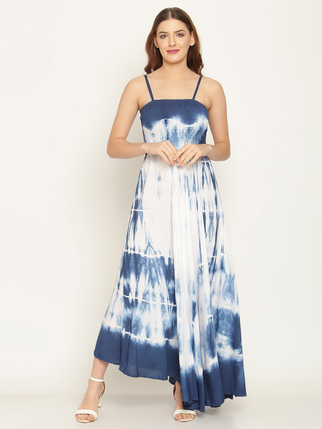 

Aawari Women Blue Tie and Dye Dyed Maxi Dress