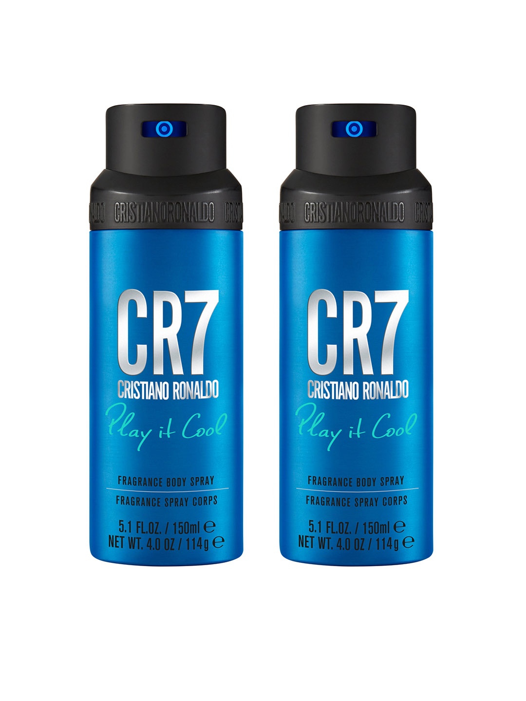 

CRISTIANO RONALDO Men Set of 2 Play it Cool Fragrance Body Spray 150 ml each, Blue