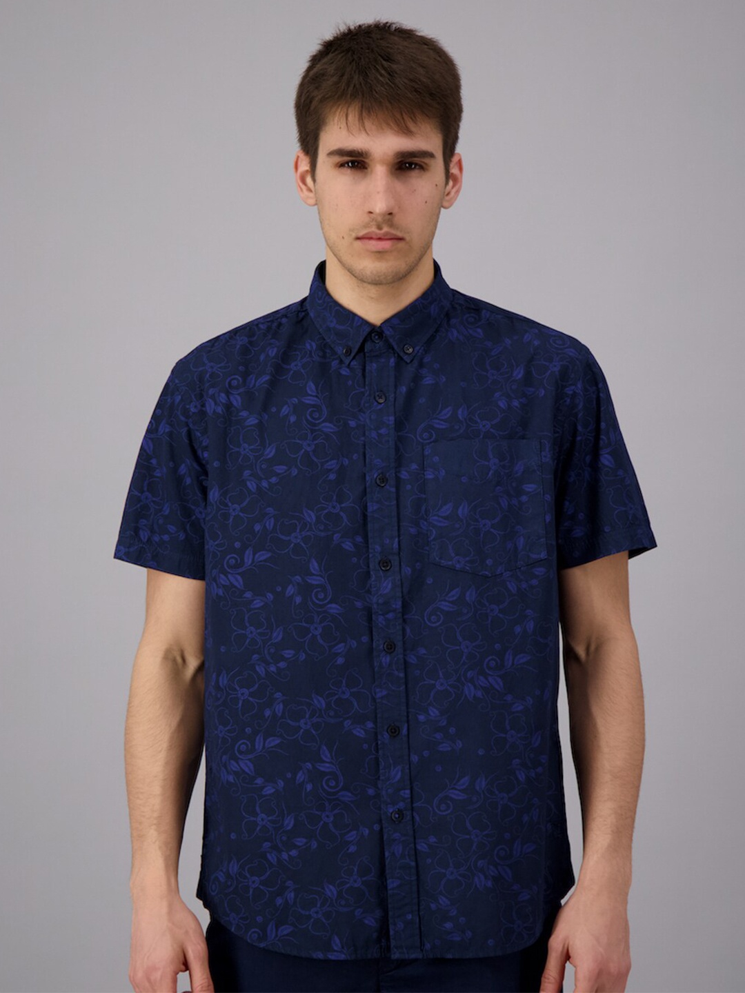 

FREESOUL Men Blue Floral Printed Casual Shirt 100%COTTON
