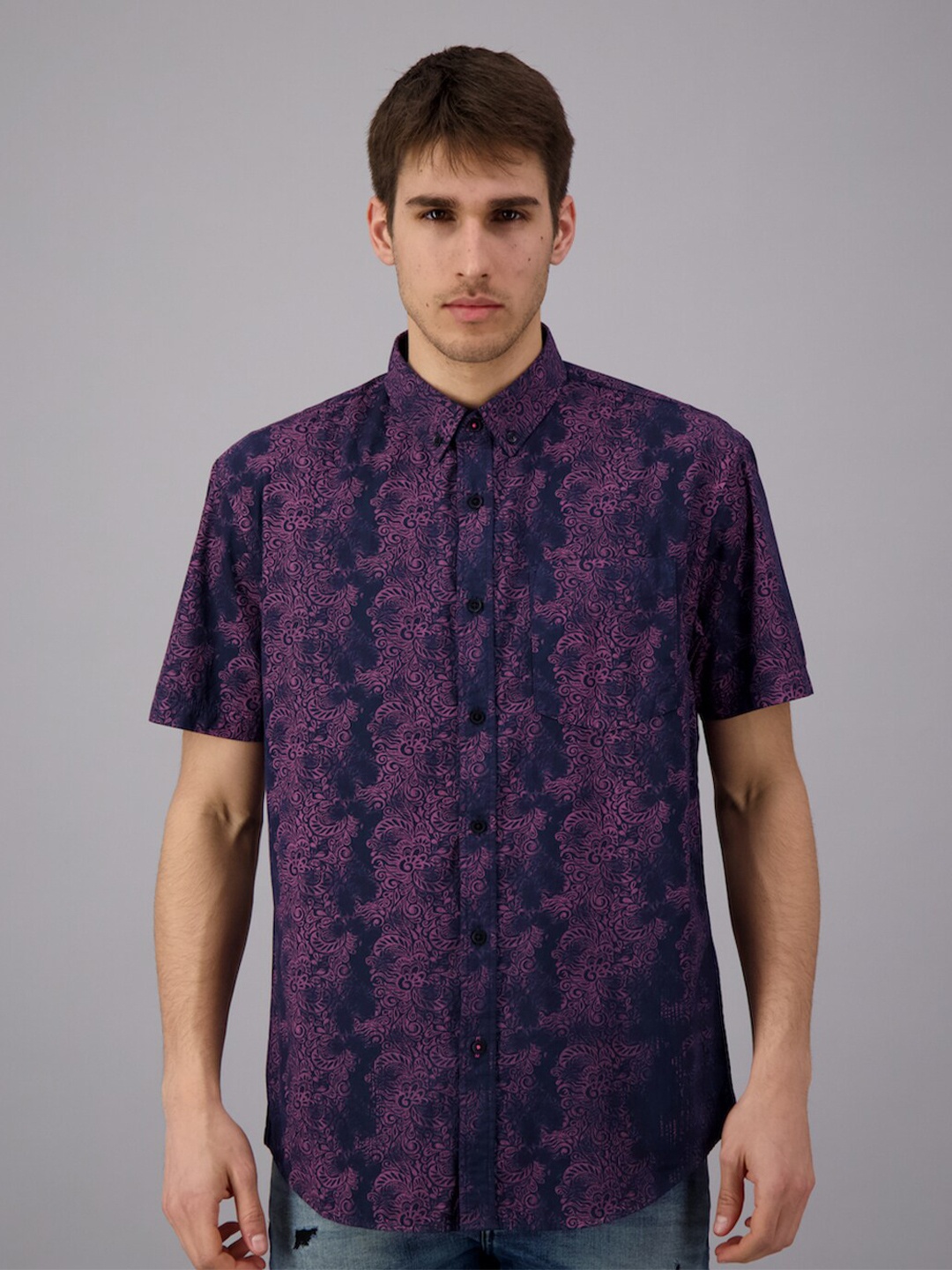 

FREESOUL Men Purple Printed Casual Shirt