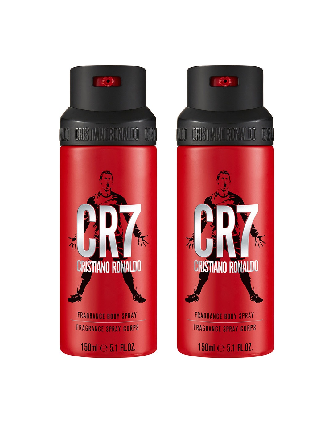 

CRISTIANO RONALDO Men Set of 2 CR7 Set of Fragrance Body Spray 150 ml each, Red