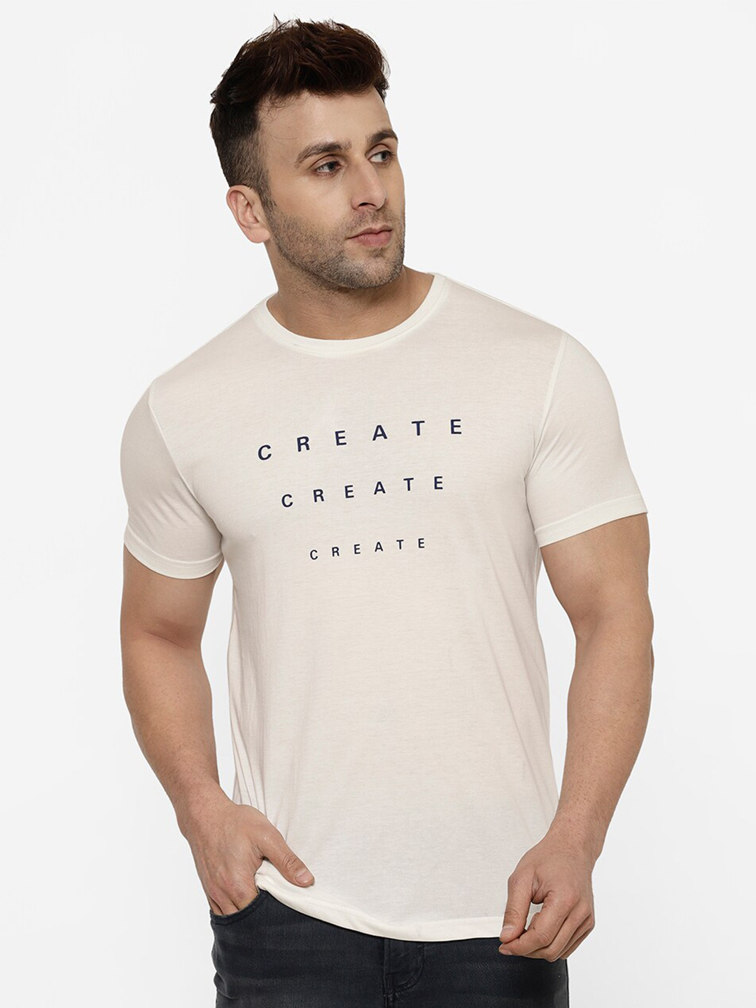 

cape canary Men Off White Typography Printed T-shirt