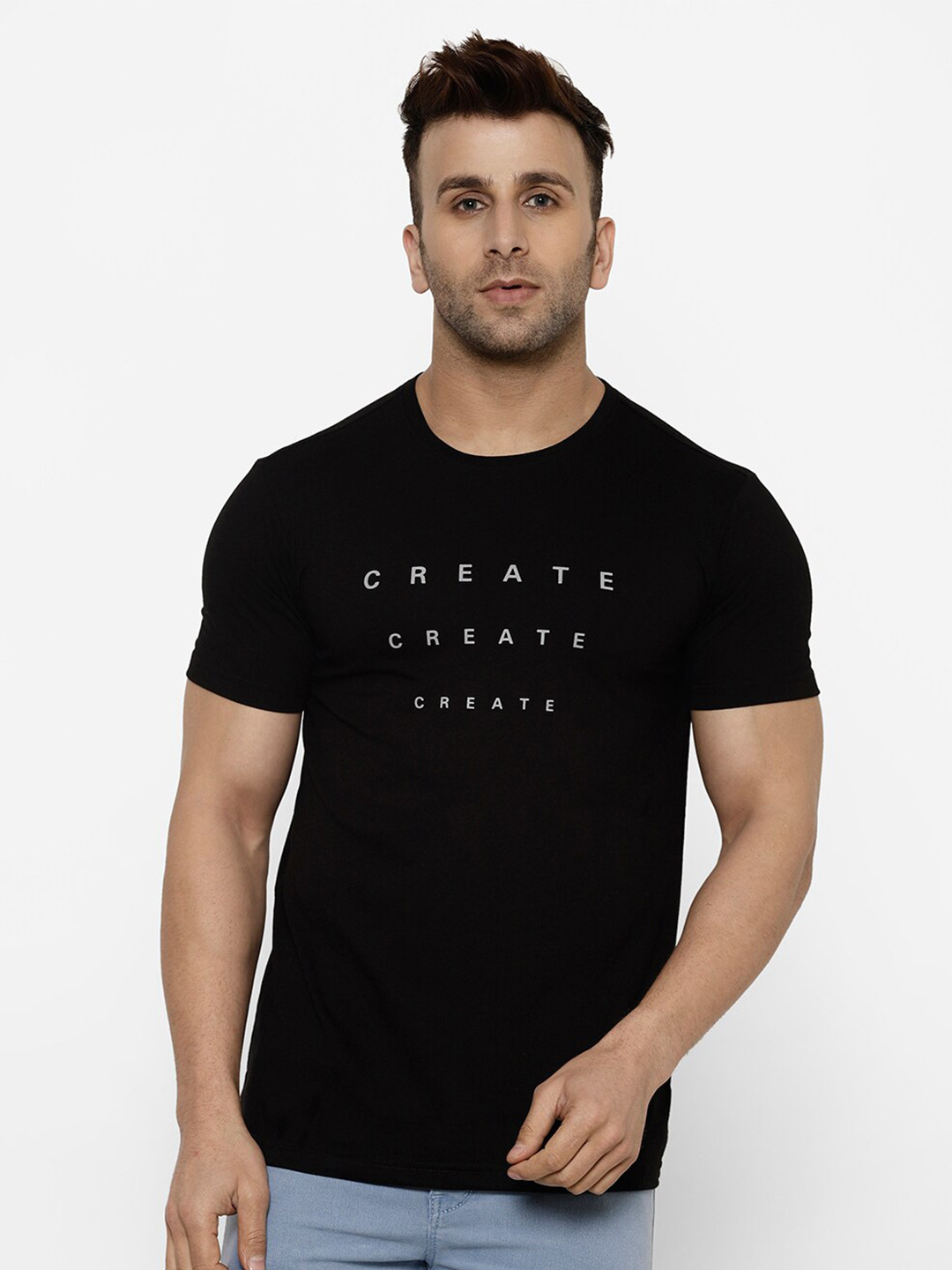 

cape canary Men Black Typography Printed T-shirt
