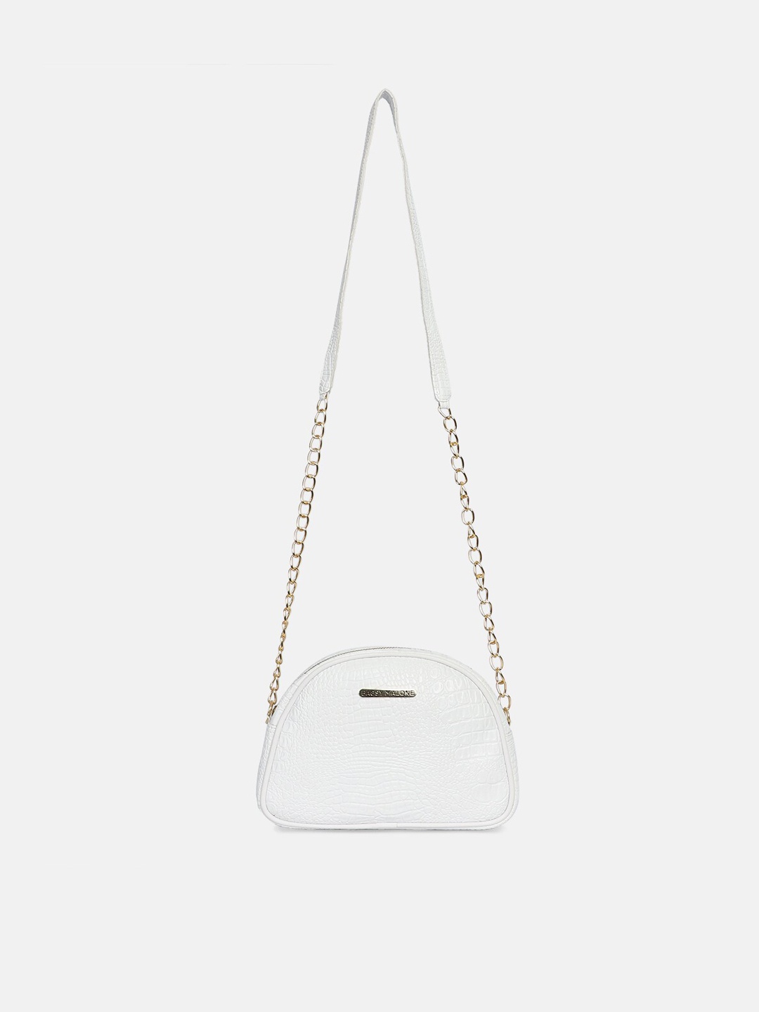 

Bagsy Malone White Textured PU Half Moon Sling Bag