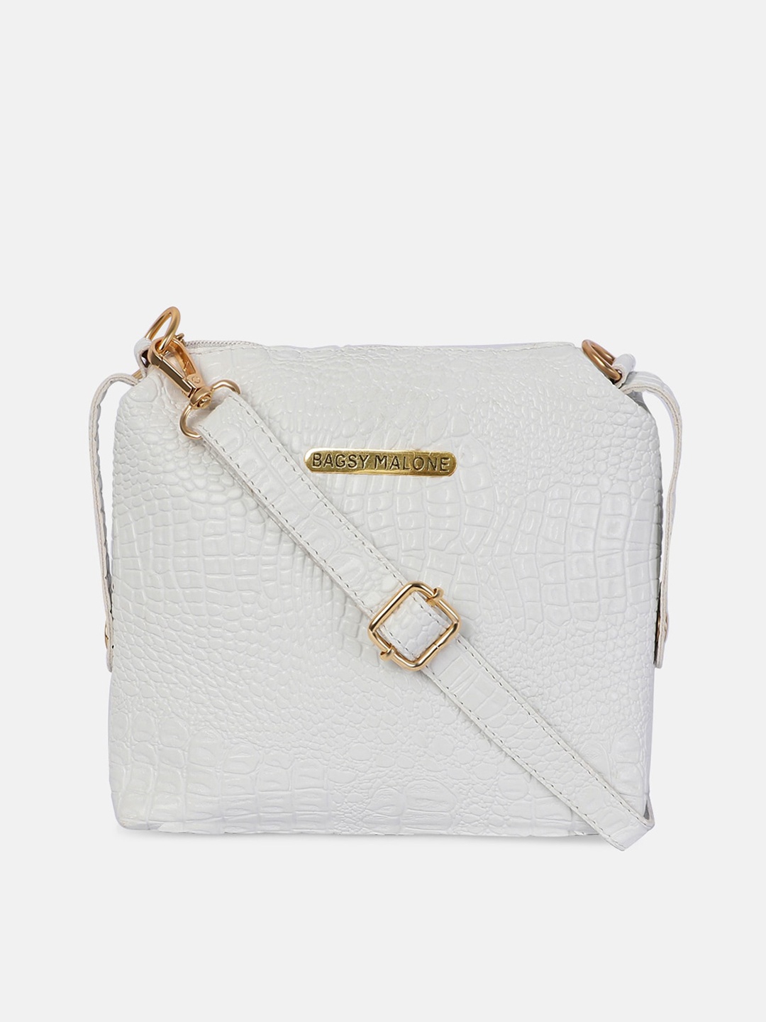 

Bagsy Malone White Textured PU Structured Sling Bag