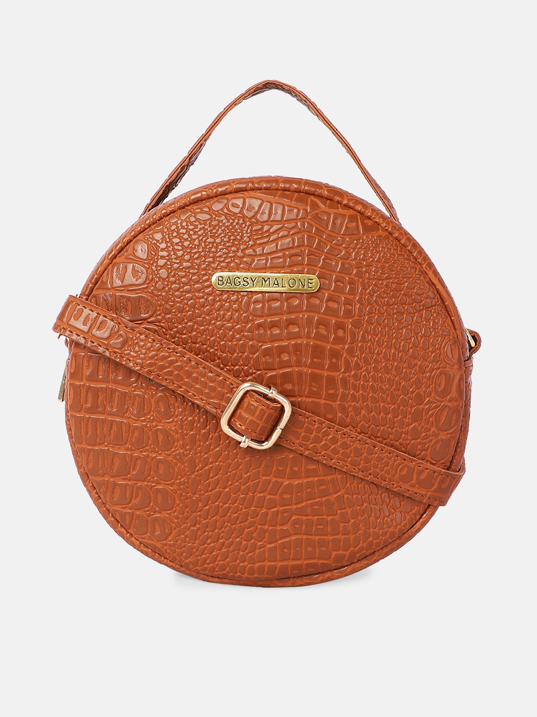 

Bagsy Malone Tan Animal Textured PU Structured Sling Bag with Quilted