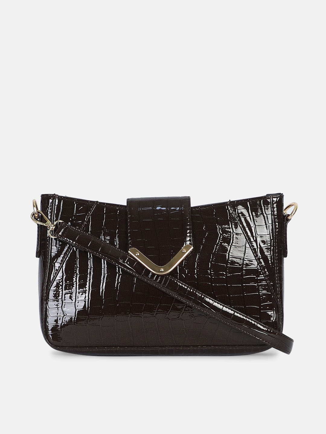 

Bagsy Malone Brown Textured PU Structured Sling Bag