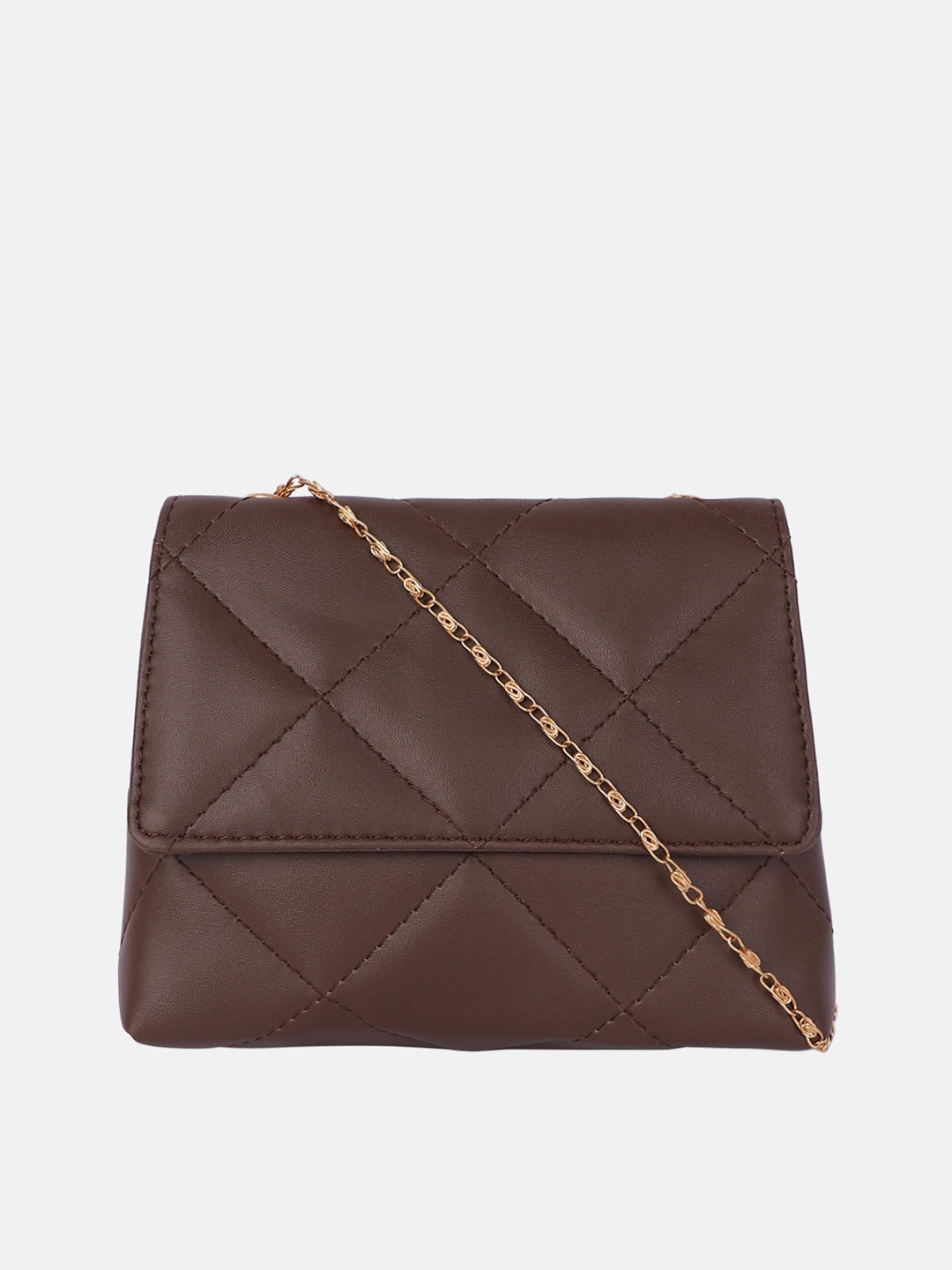

Bagsy Malone Brown Structured Sling Bag With Quilted