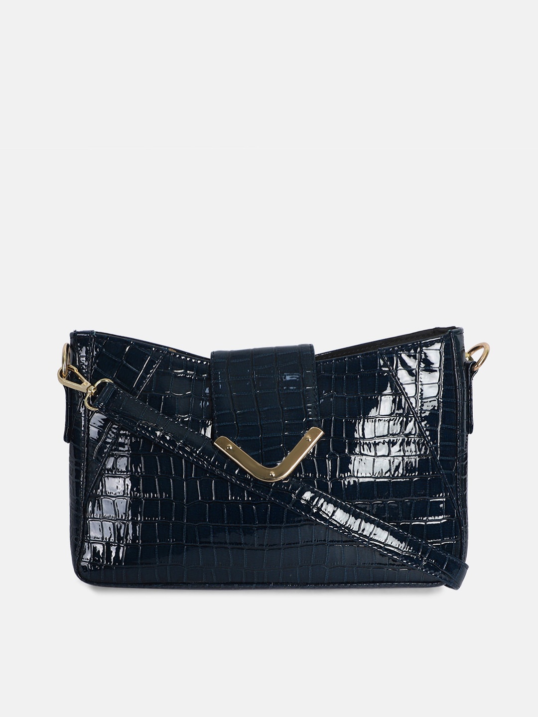 

Bagsy Malone Blue Textured PU Structured Shoulder Bag
