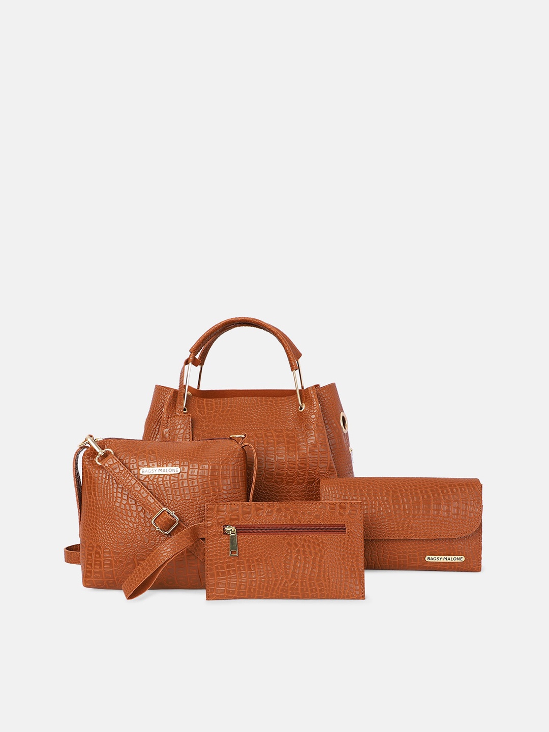 

Bagsy Malone Tan Textured PU Structured Handheld Bag