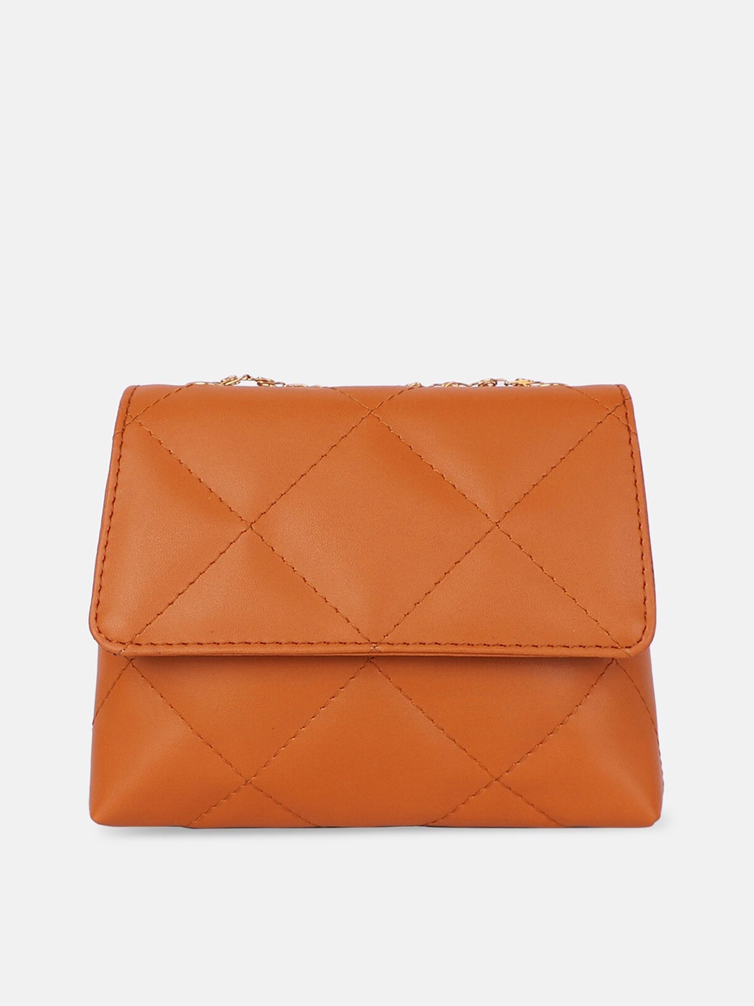 

Bagsy Malone Mustard Textured PU Structured Sling Bag with Quilted