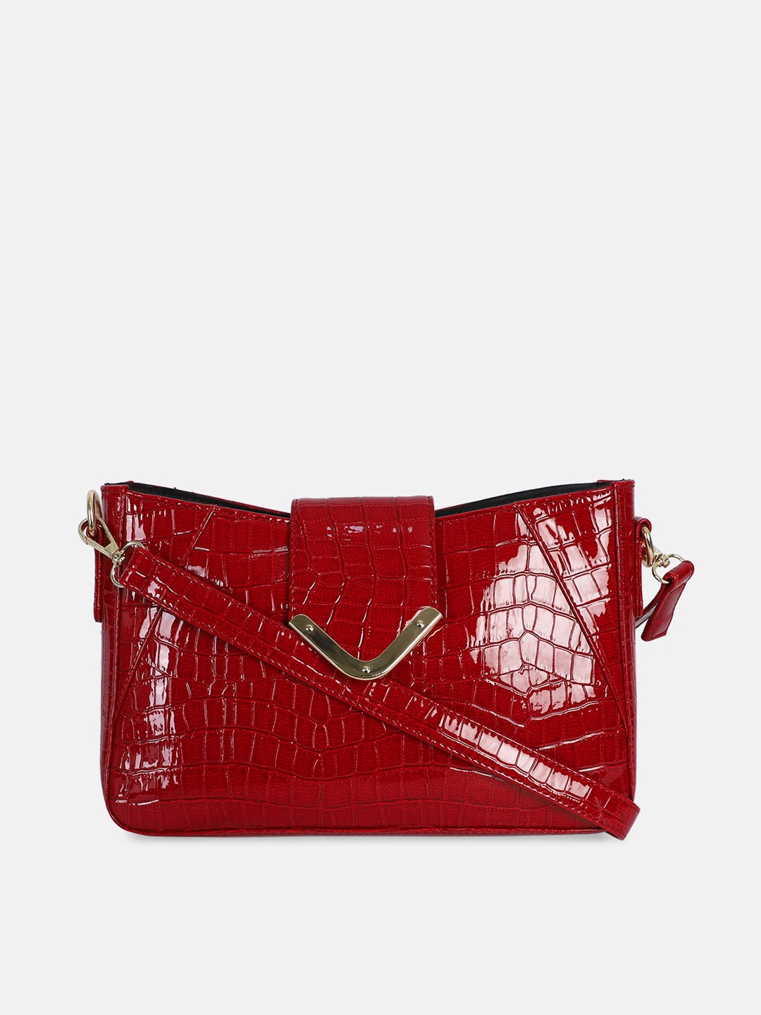 

Bagsy Malone Red Textured PU Structured Sling Bag