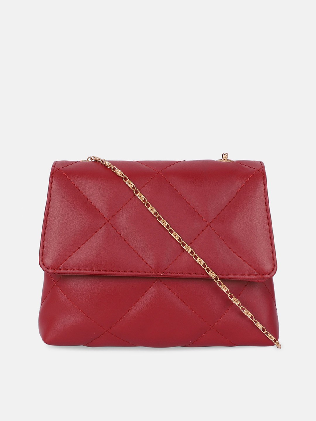 

Bagsy Malone Maroon Textured PU Quilted Sling Bag