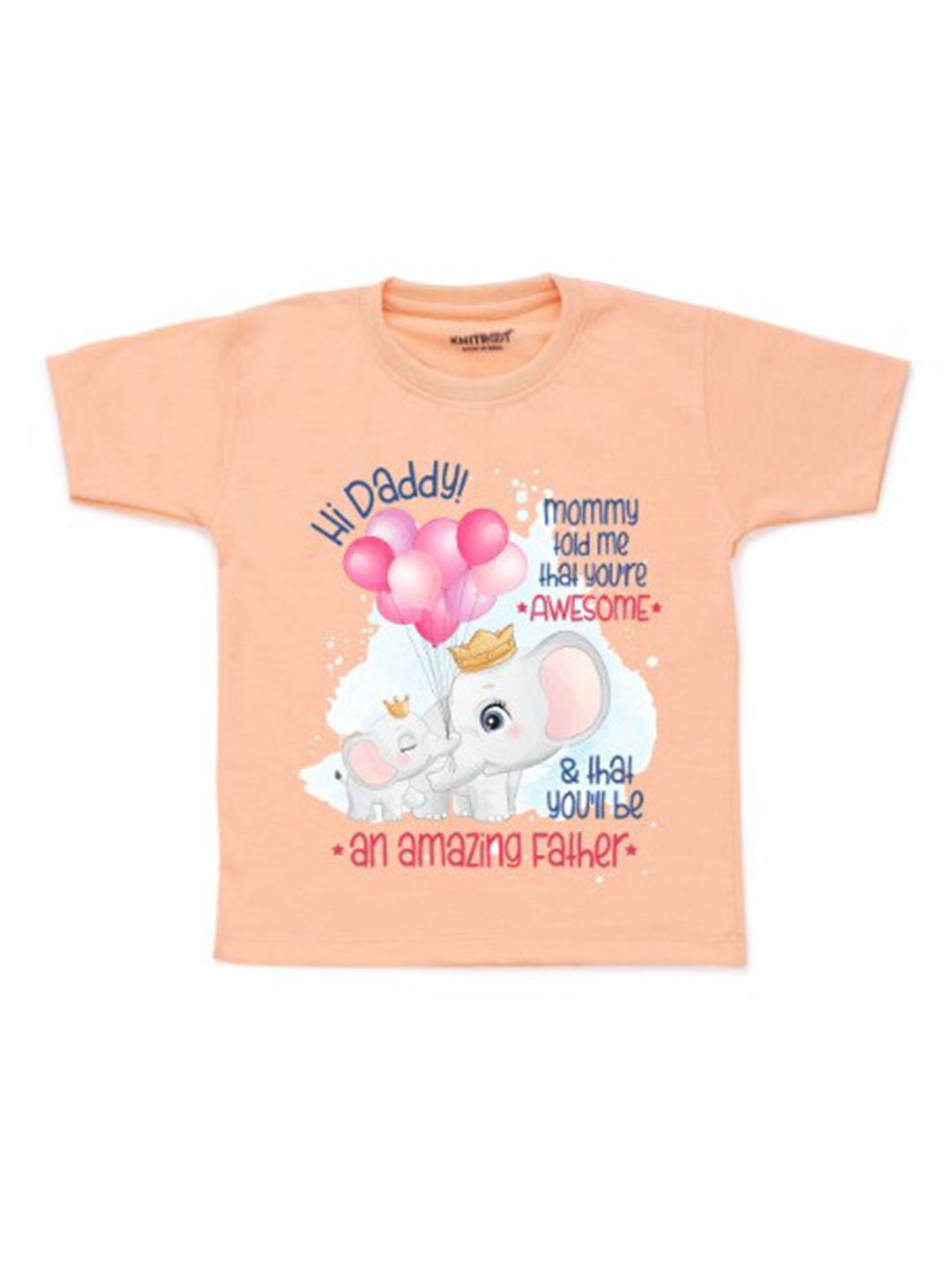 

KNITROOT Kids Peach-Coloured Printed T-shirt