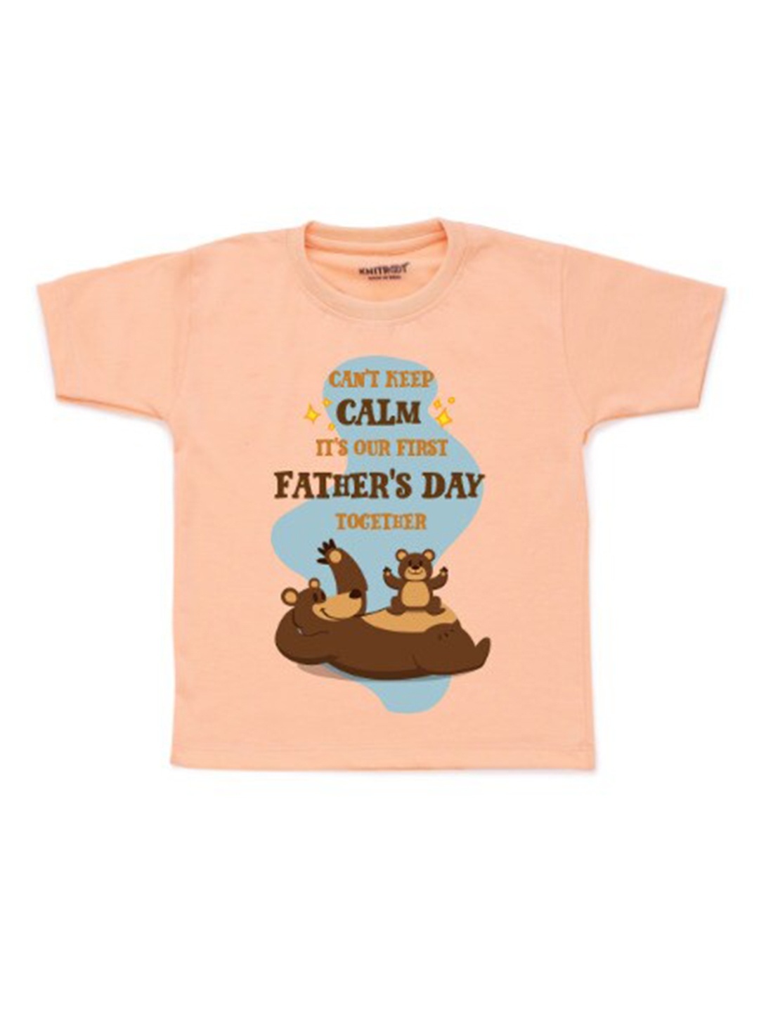 KNITROOT Kids Peach-Coloured Typography Printed T-shirt