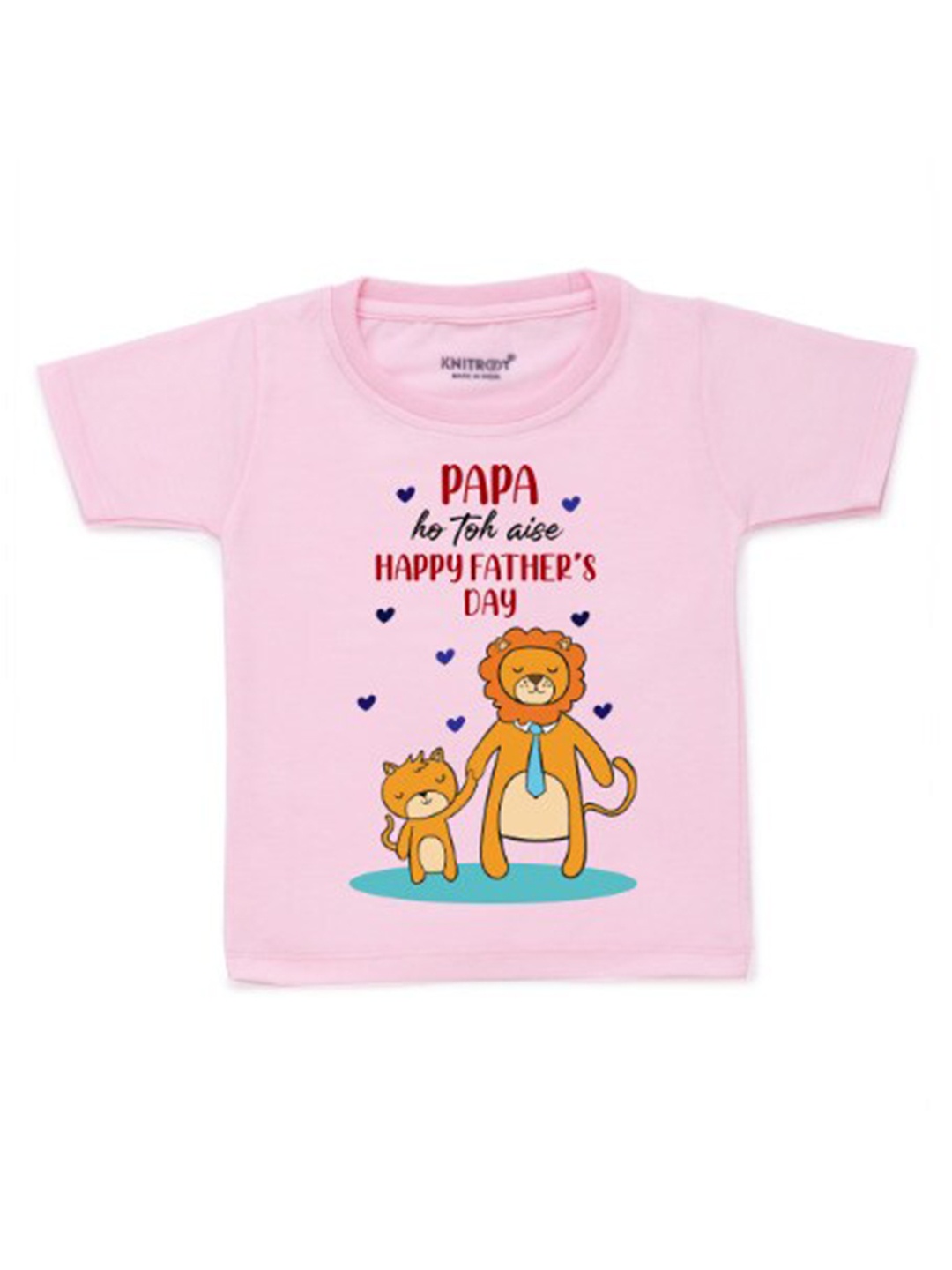 

KNITROOT Kids Pink Typography Printed Cotton T-shirt