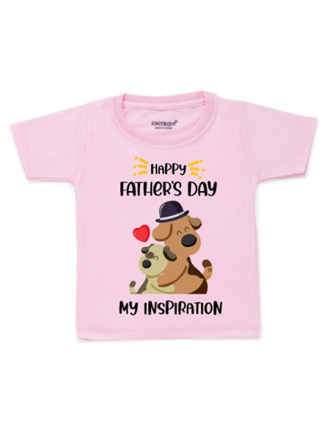 

KNITROOT Kids Pink Typography Printed T-shirt