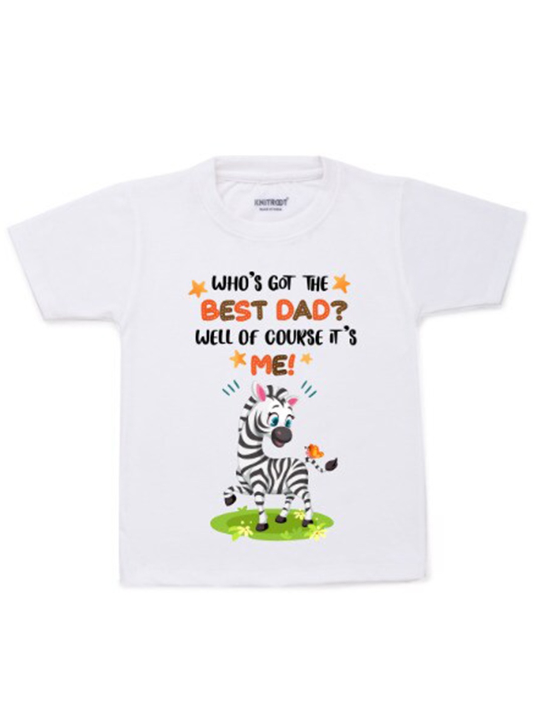 

KNITROOT Kids White Typography Printed T-shirt
