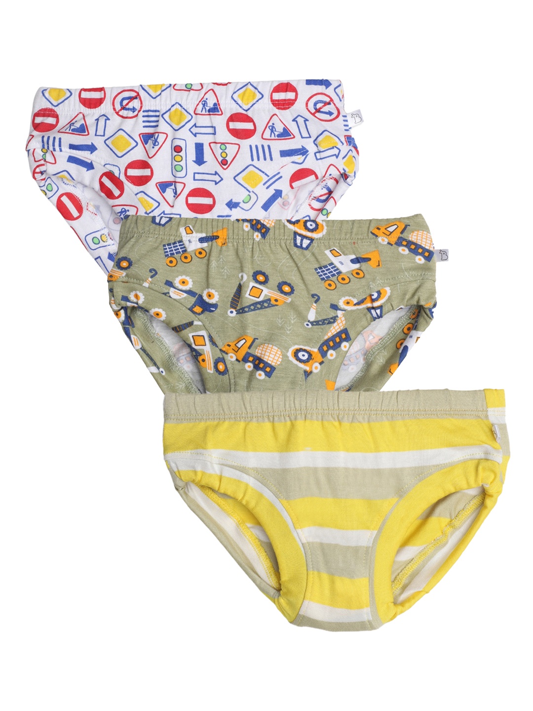 

SuperBottoms Kids Pack Of 3 Printed Sustainable Basic Briefs, Yellow